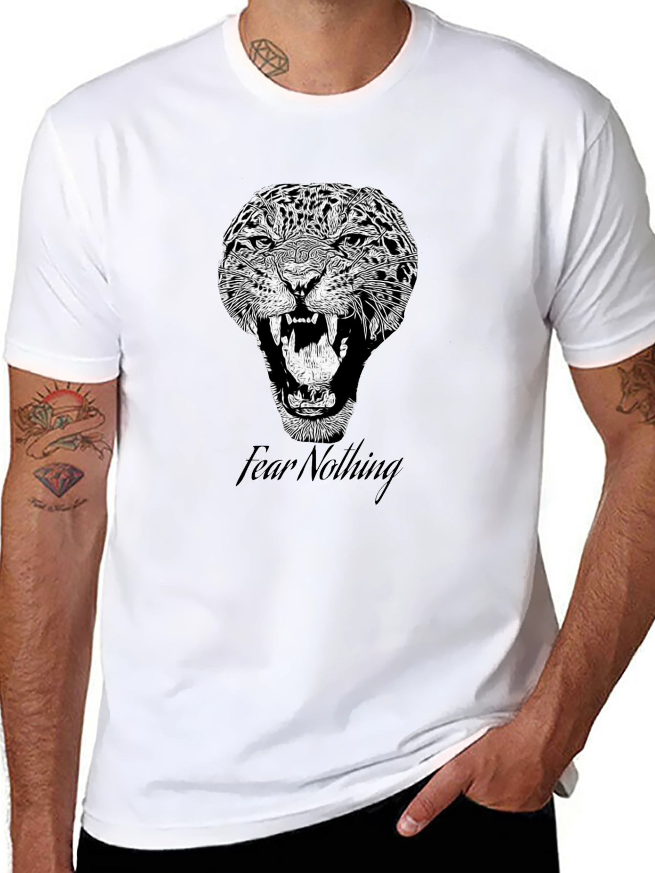 Fear Nothing Graphic Tee - Bold Jaguar Print