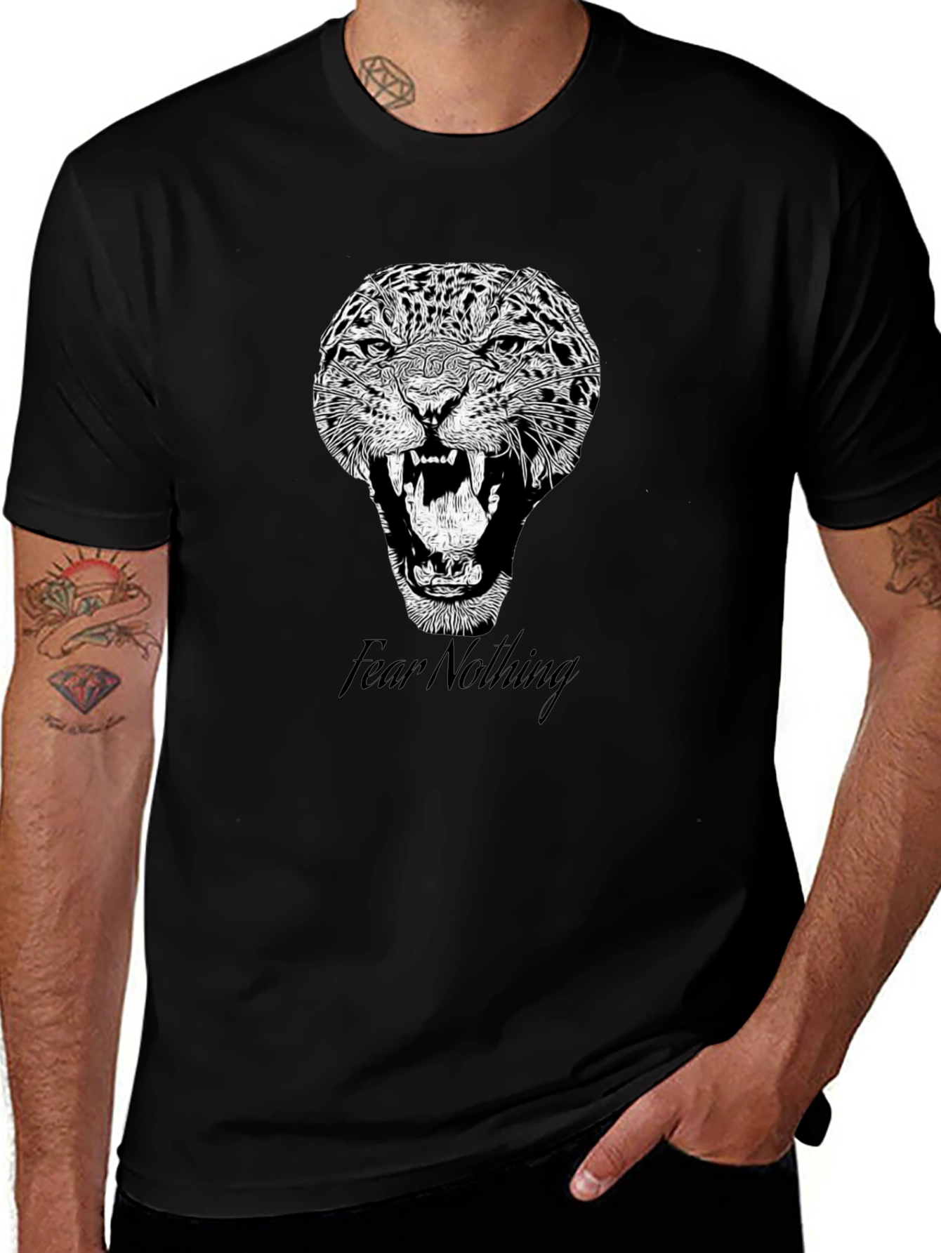 Fear Nothing Graphic Tee - Bold Jaguar Print