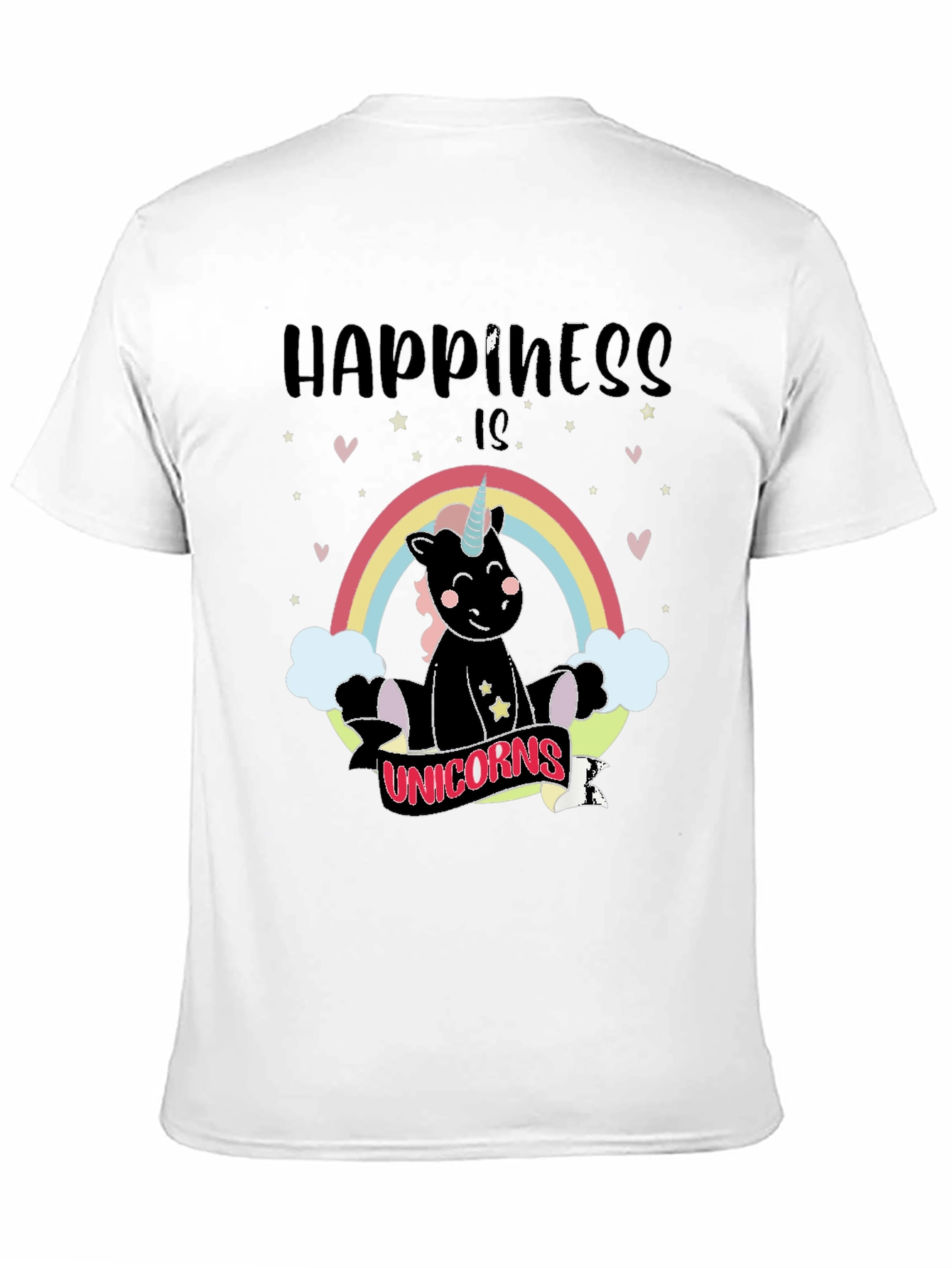Happiness is Unicorns Black Graphic Tee