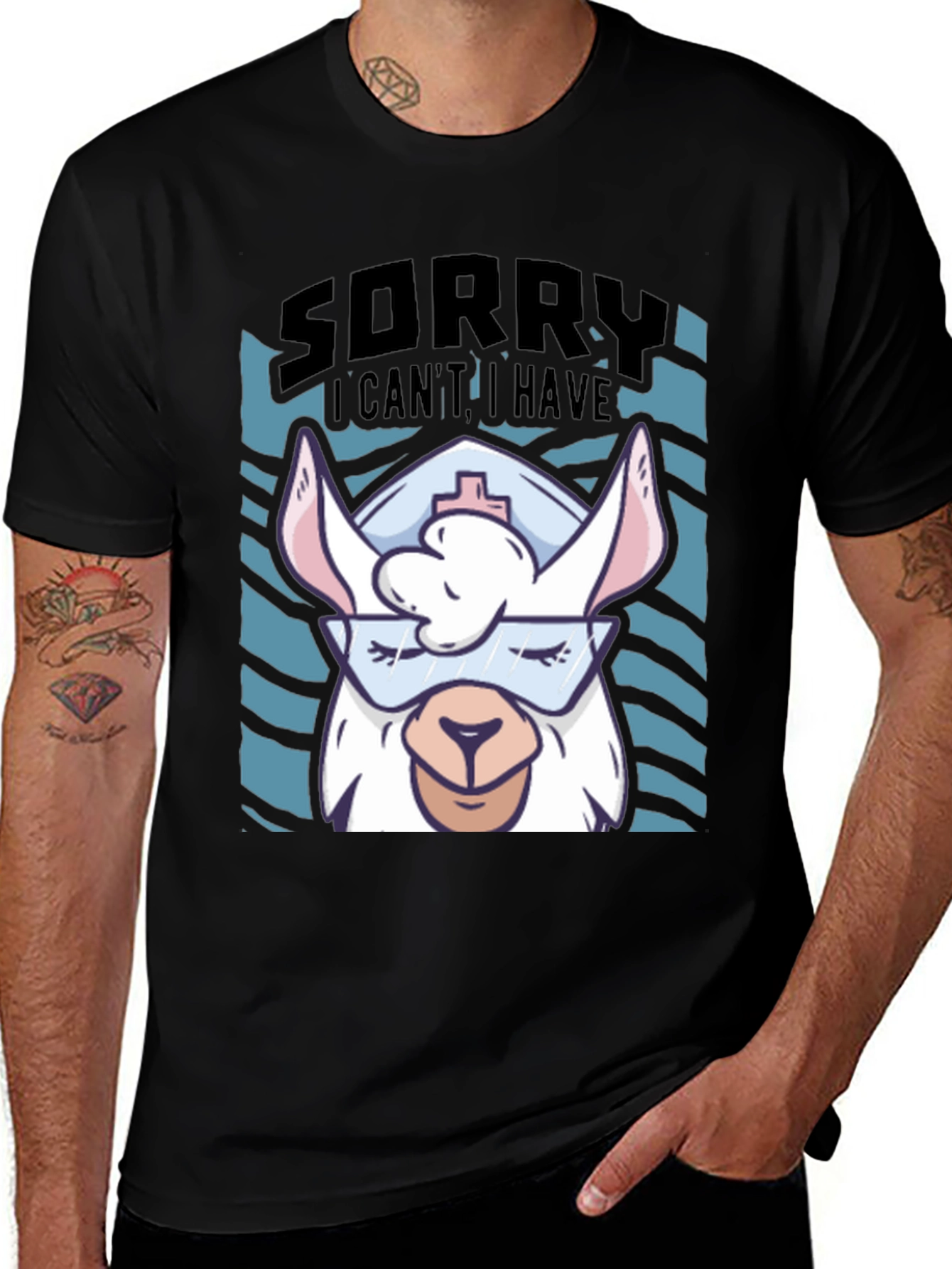 Funny Llama Nurse Graphic T-Shirt