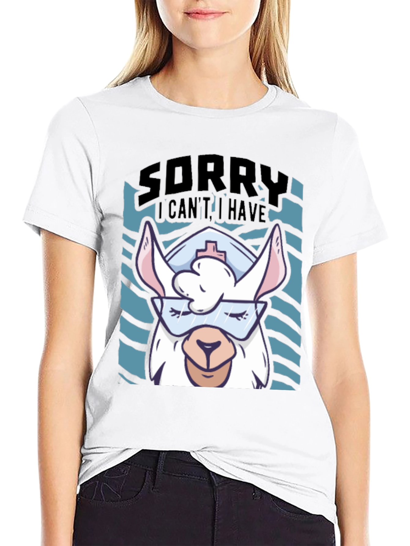 Funny Llama Nurse Graphic T-Shirt