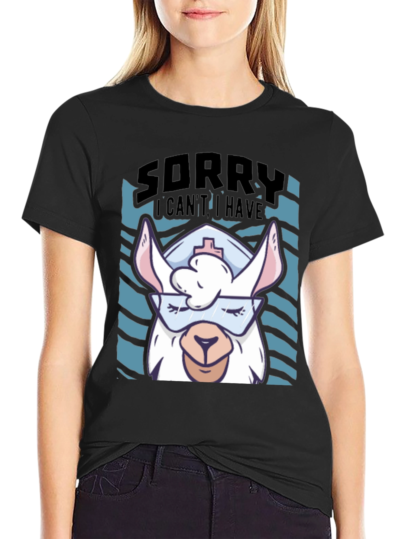 Funny Llama Nurse Graphic T-Shirt