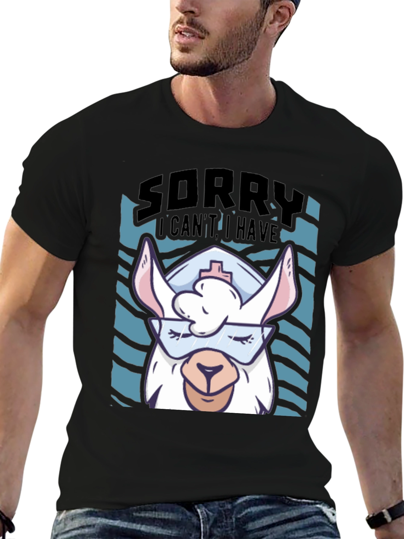 Funny Llama Nurse Graphic T-Shirt