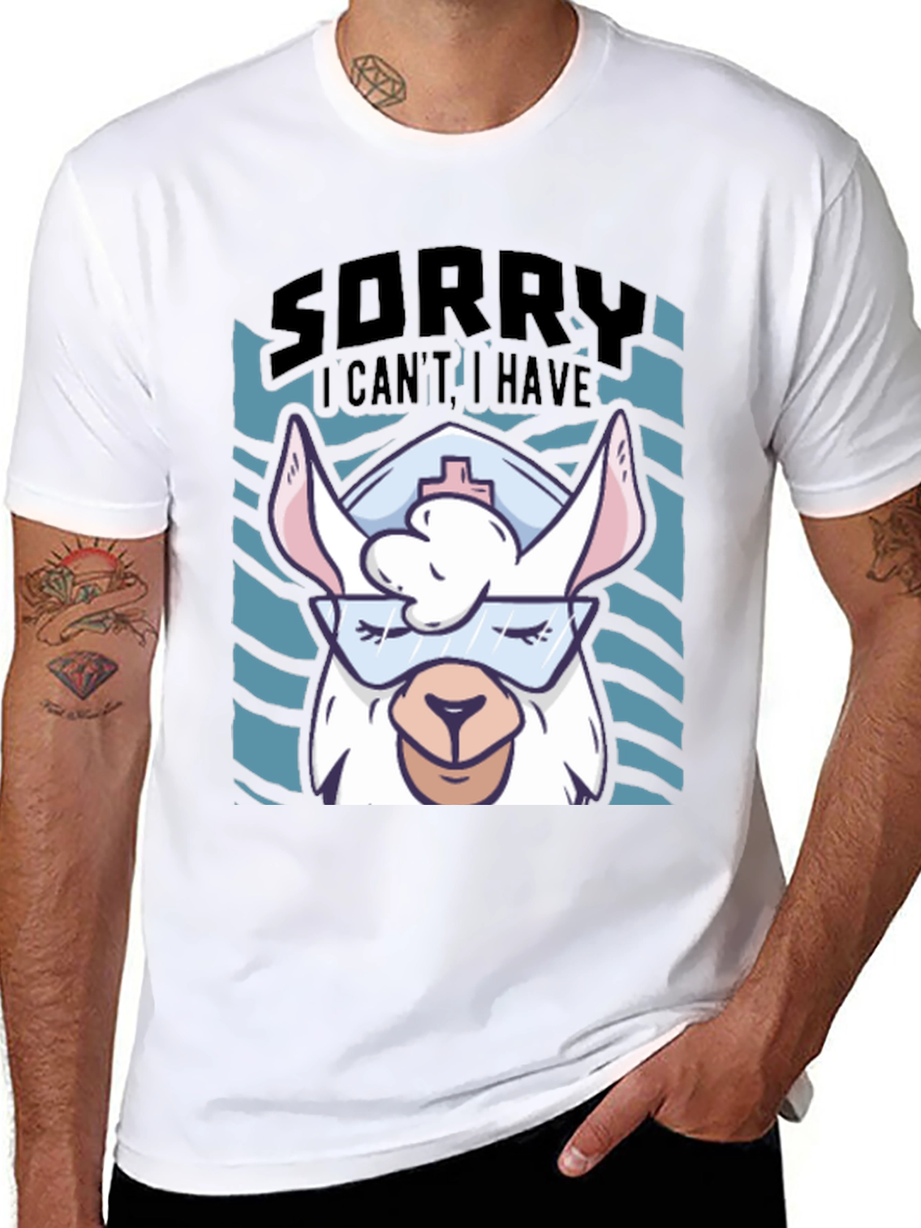 Funny Llama Nurse Graphic T-Shirt