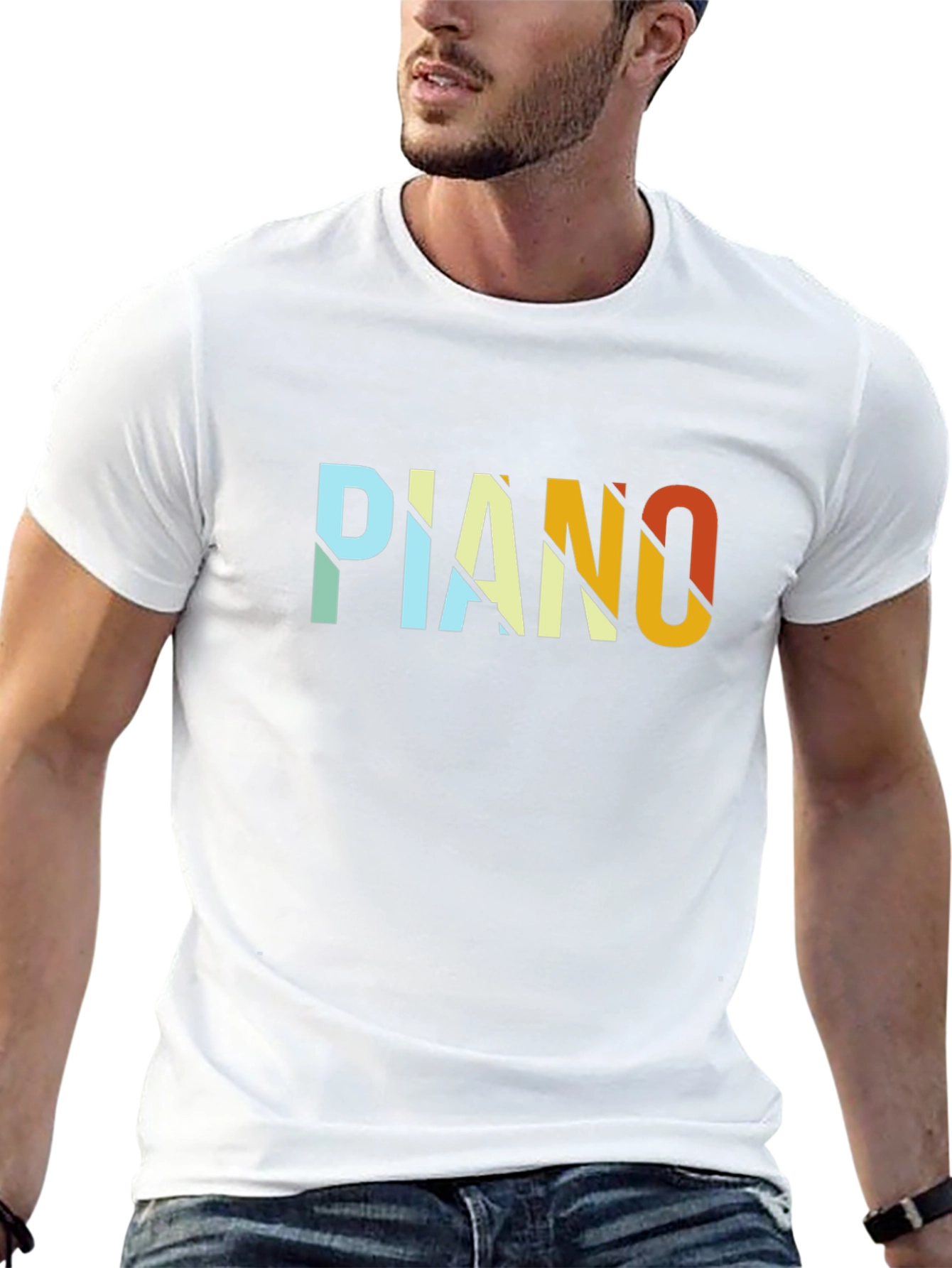Retro Piano Graphic T-Shirt - Black