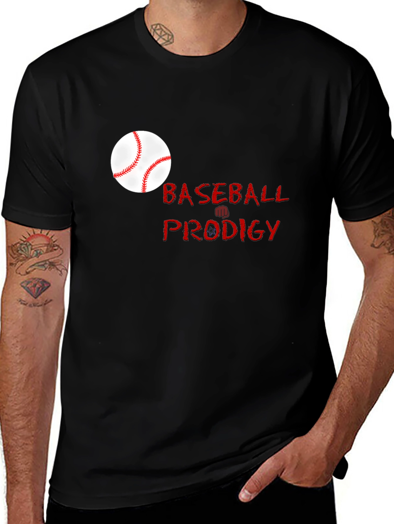 Baseball Prodigy Black Graphic T-Shirt