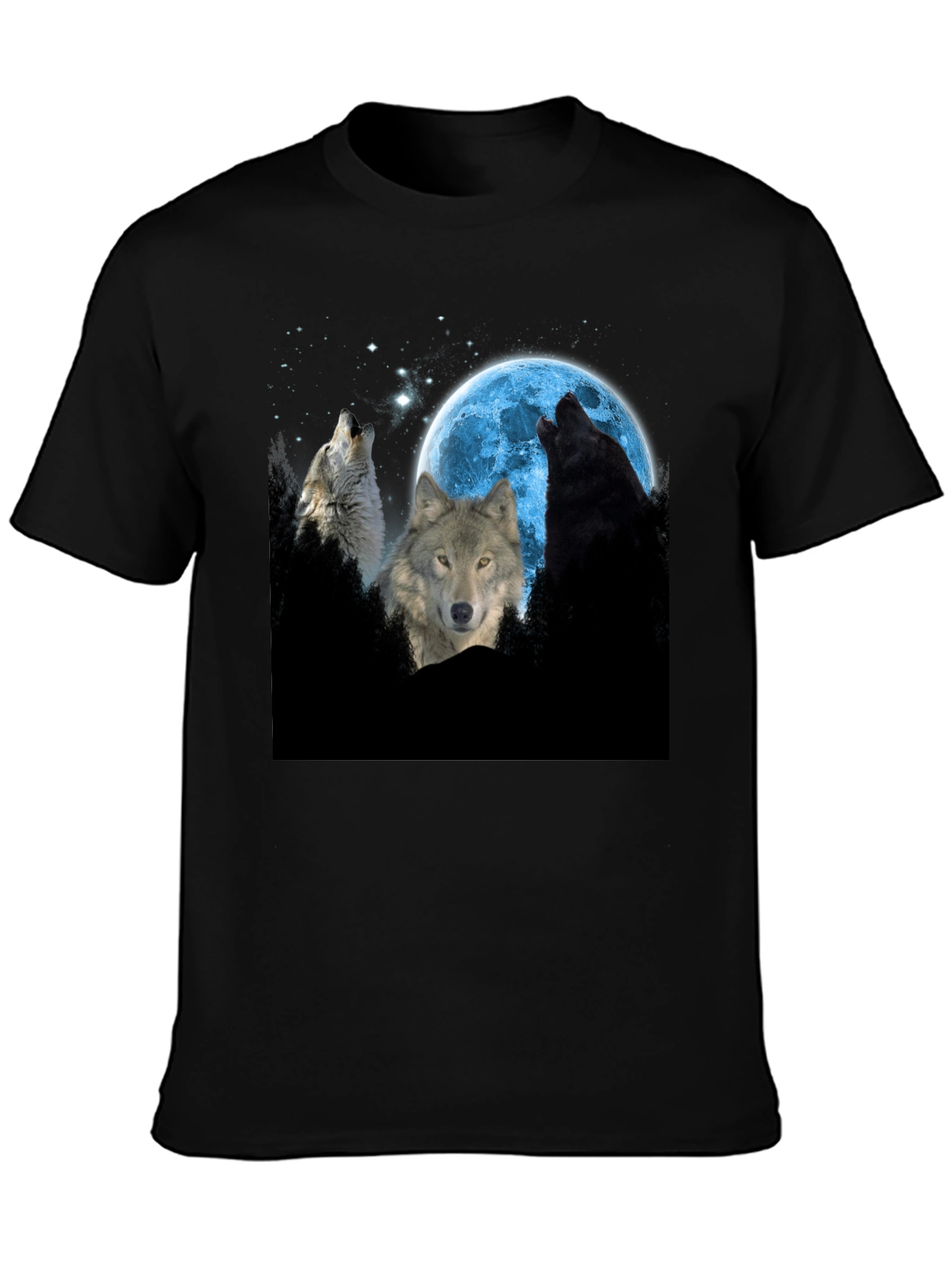 Wolf Moon Graphic Tee - Black Cotton Comfort