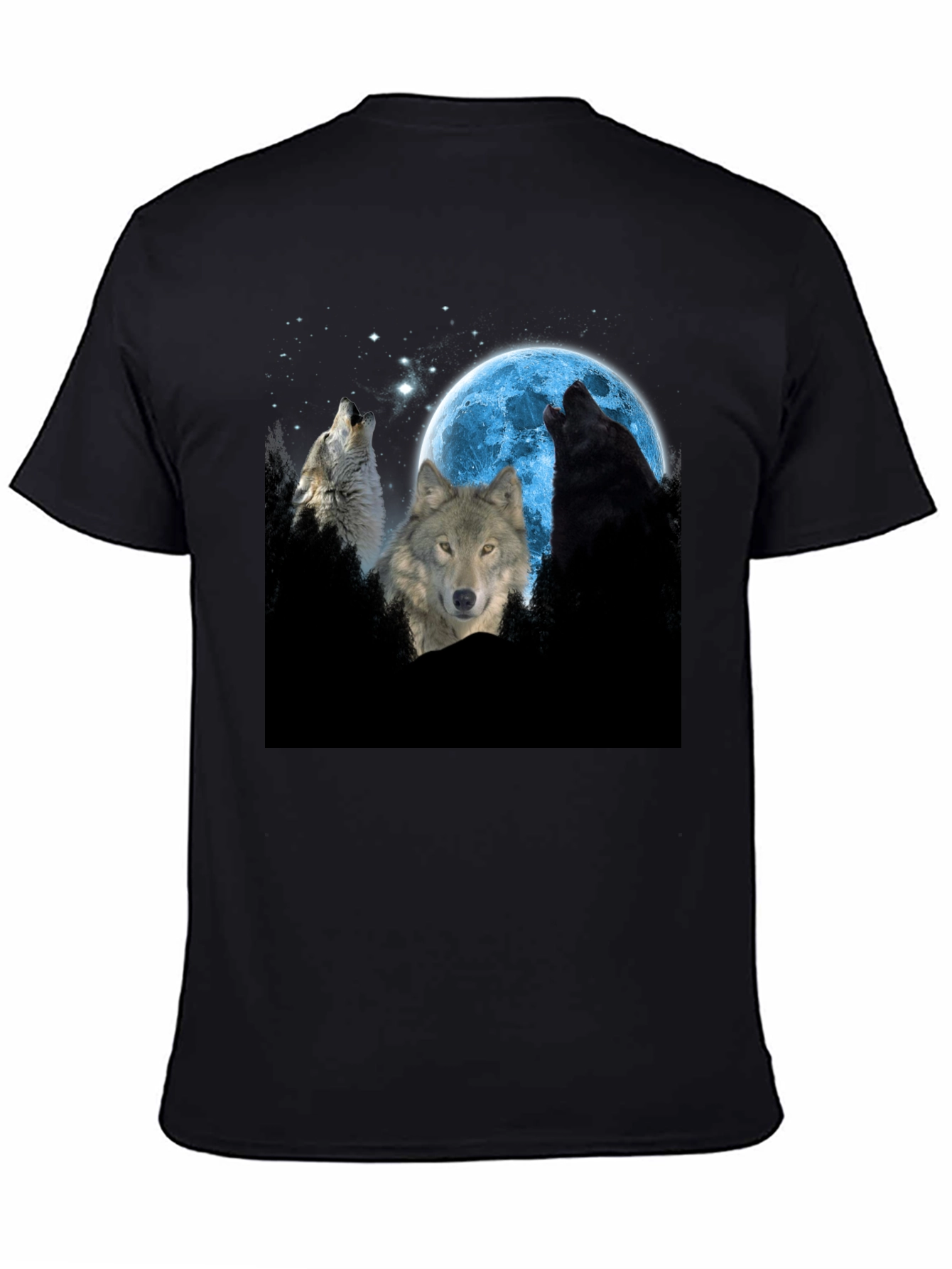 Wolf Moon Graphic Tee - Black Cotton Comfort
