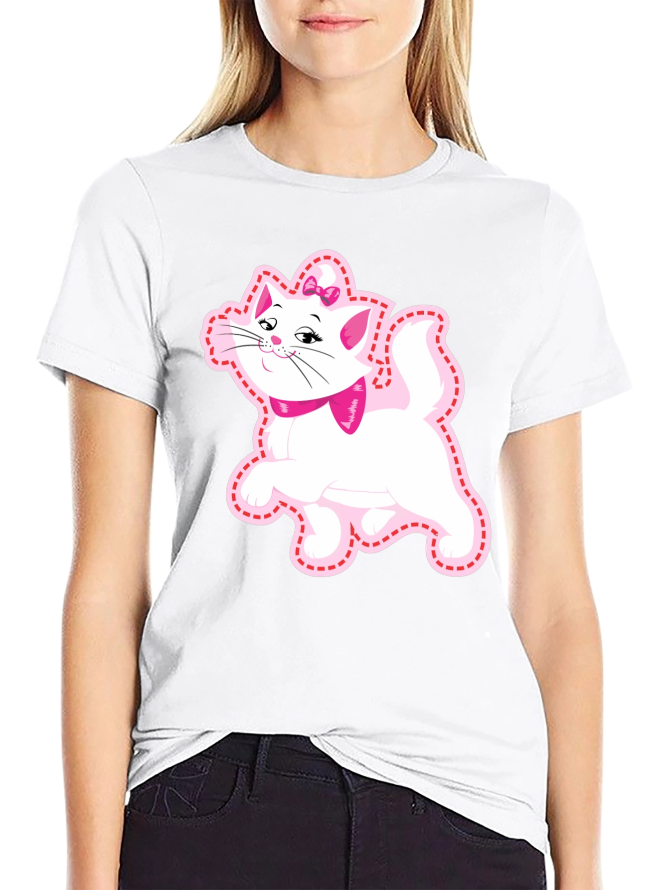 Cute Cat Graphic Tee - Marie Aristocats Style