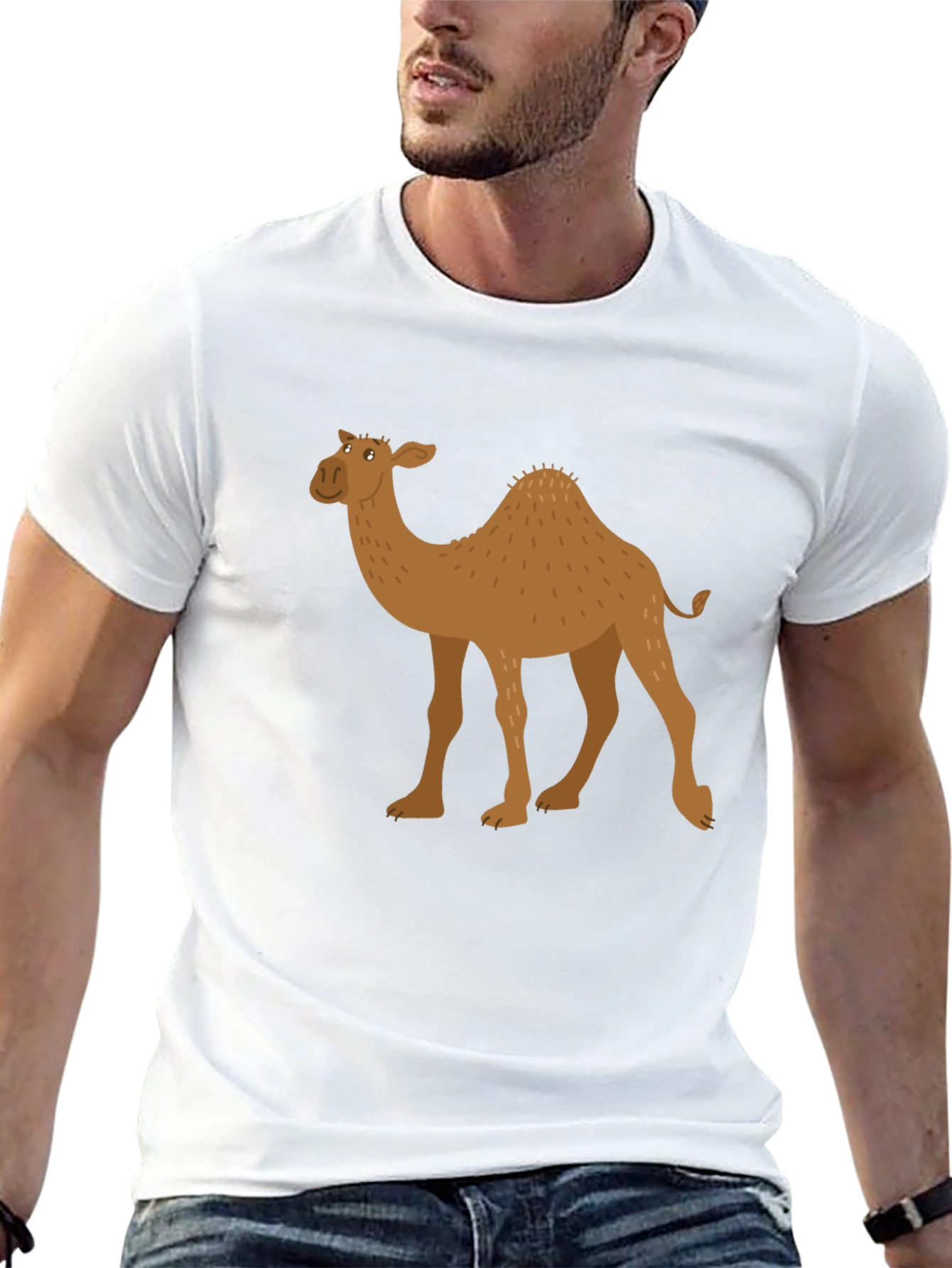 Camel Graphic Tee - Black Cotton T-Shirt