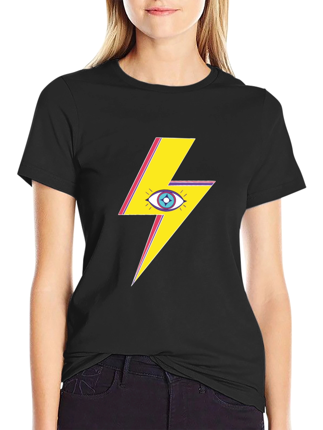 Eye Lightning Bolt Graphic Tee - Black