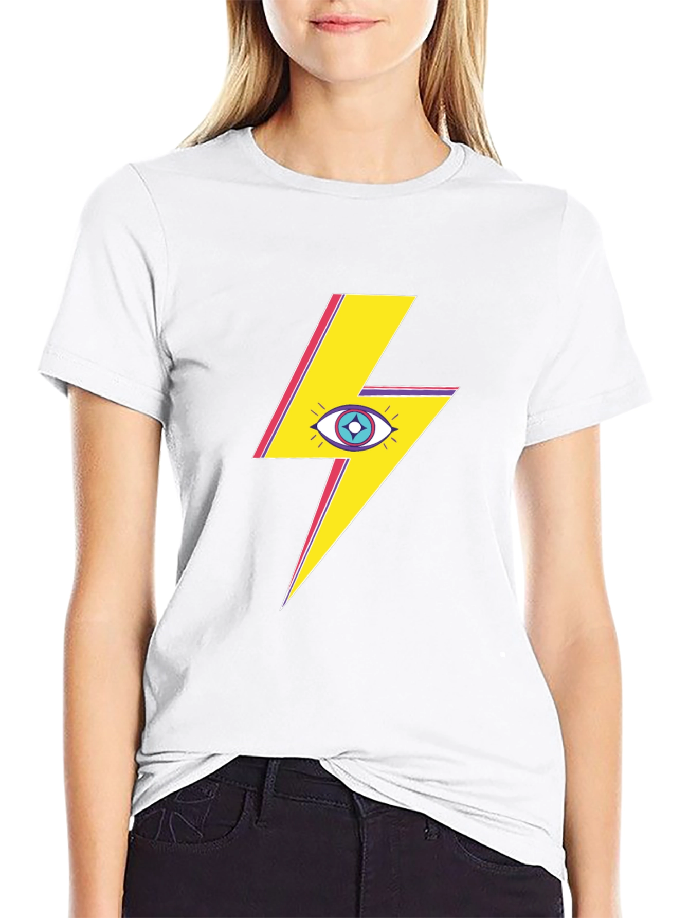 Eye Lightning Bolt Graphic Tee - Black
