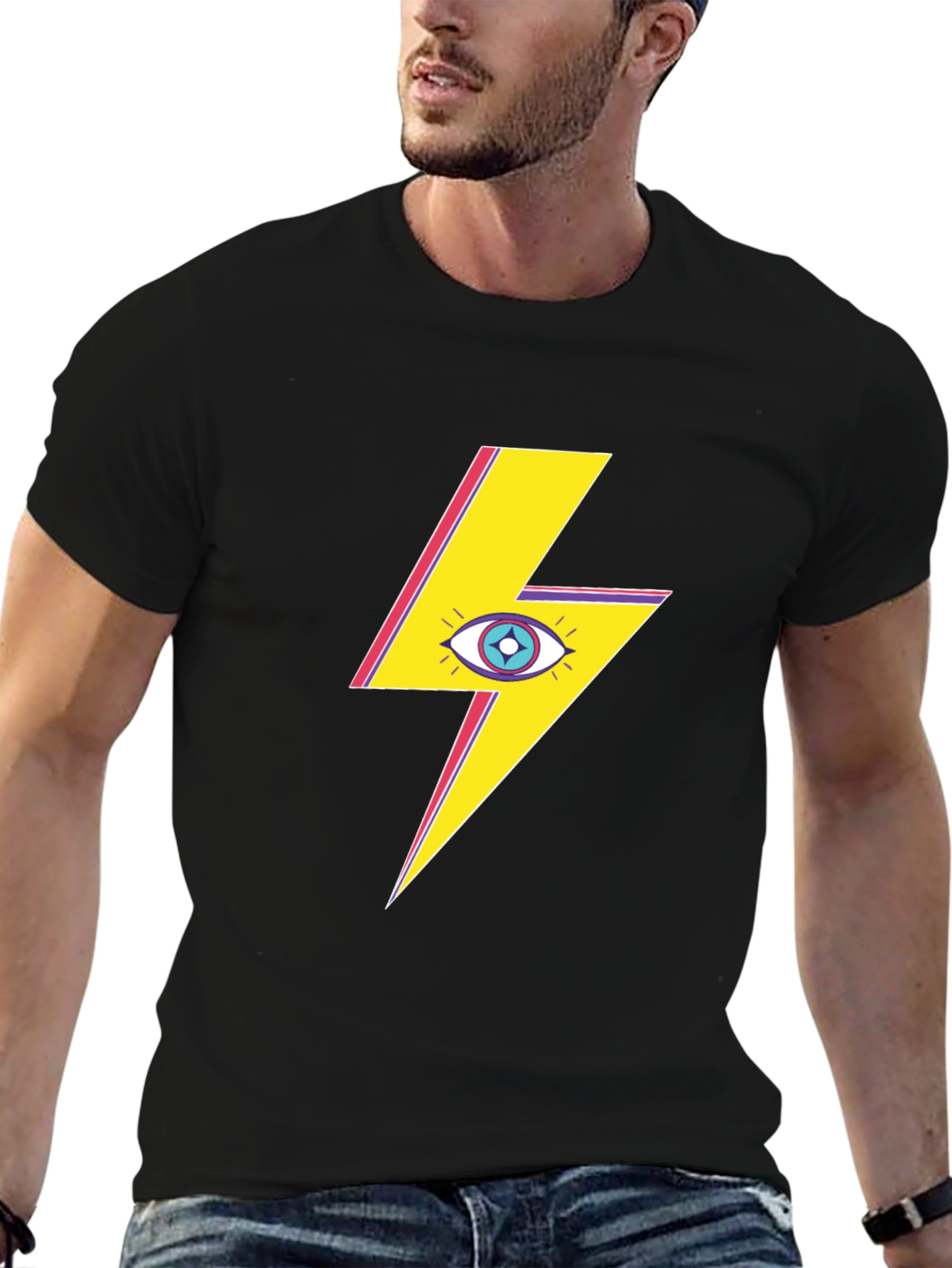 Eye Lightning Bolt Graphic Tee - Black