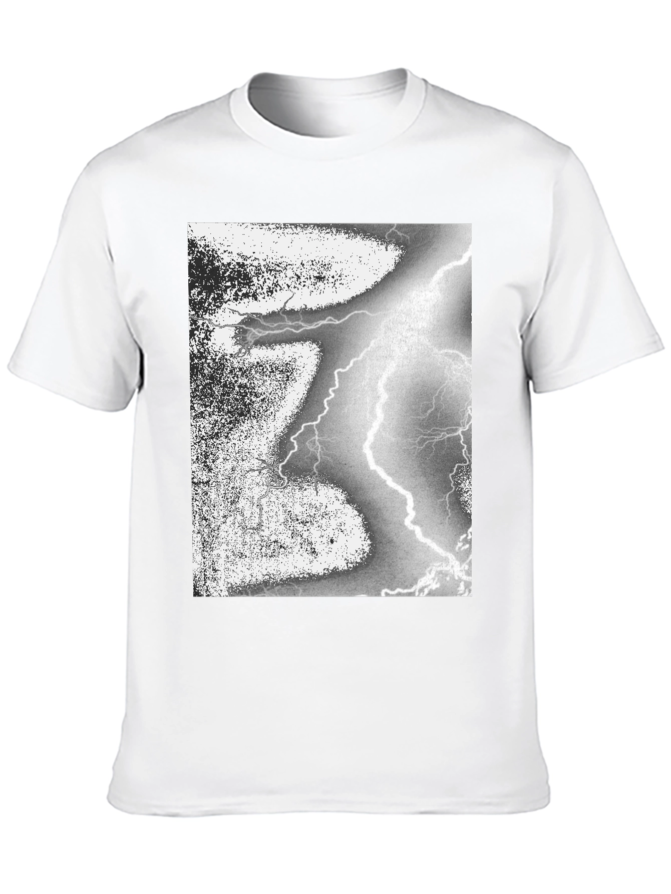 Black T-Shirt with Lightning Strike Graphic