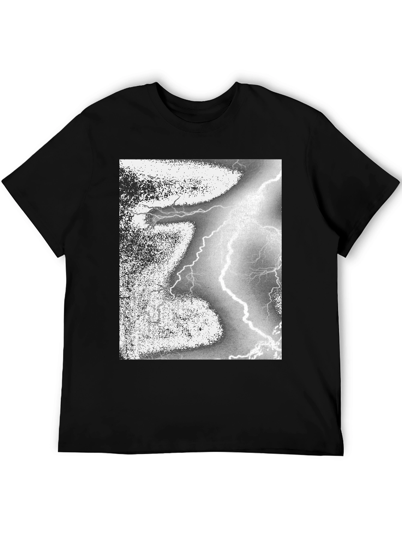 Black T-Shirt with Lightning Strike Graphic