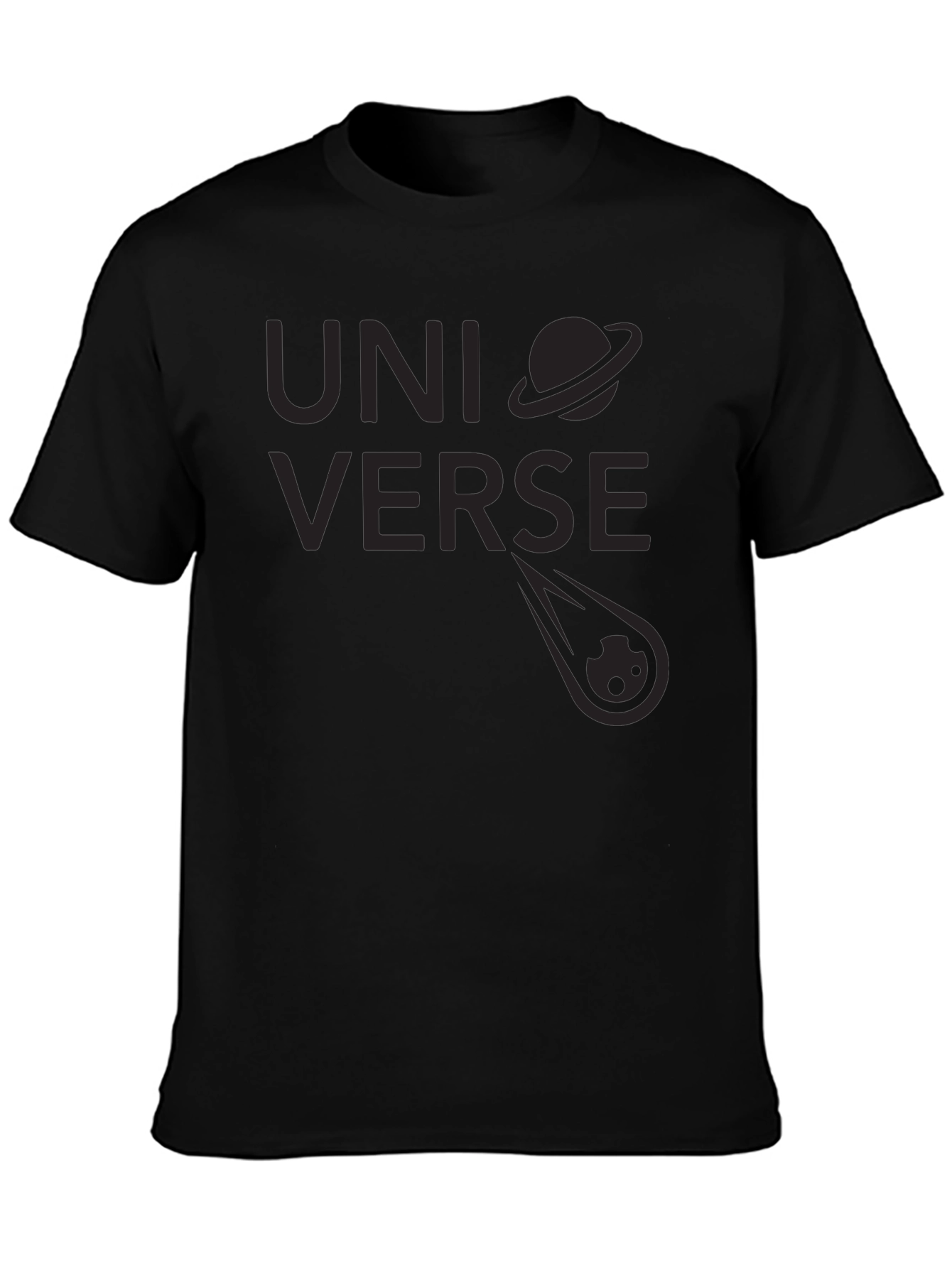 Universe Graphic Print Tee - Stylish Black Cotton T-Shirt