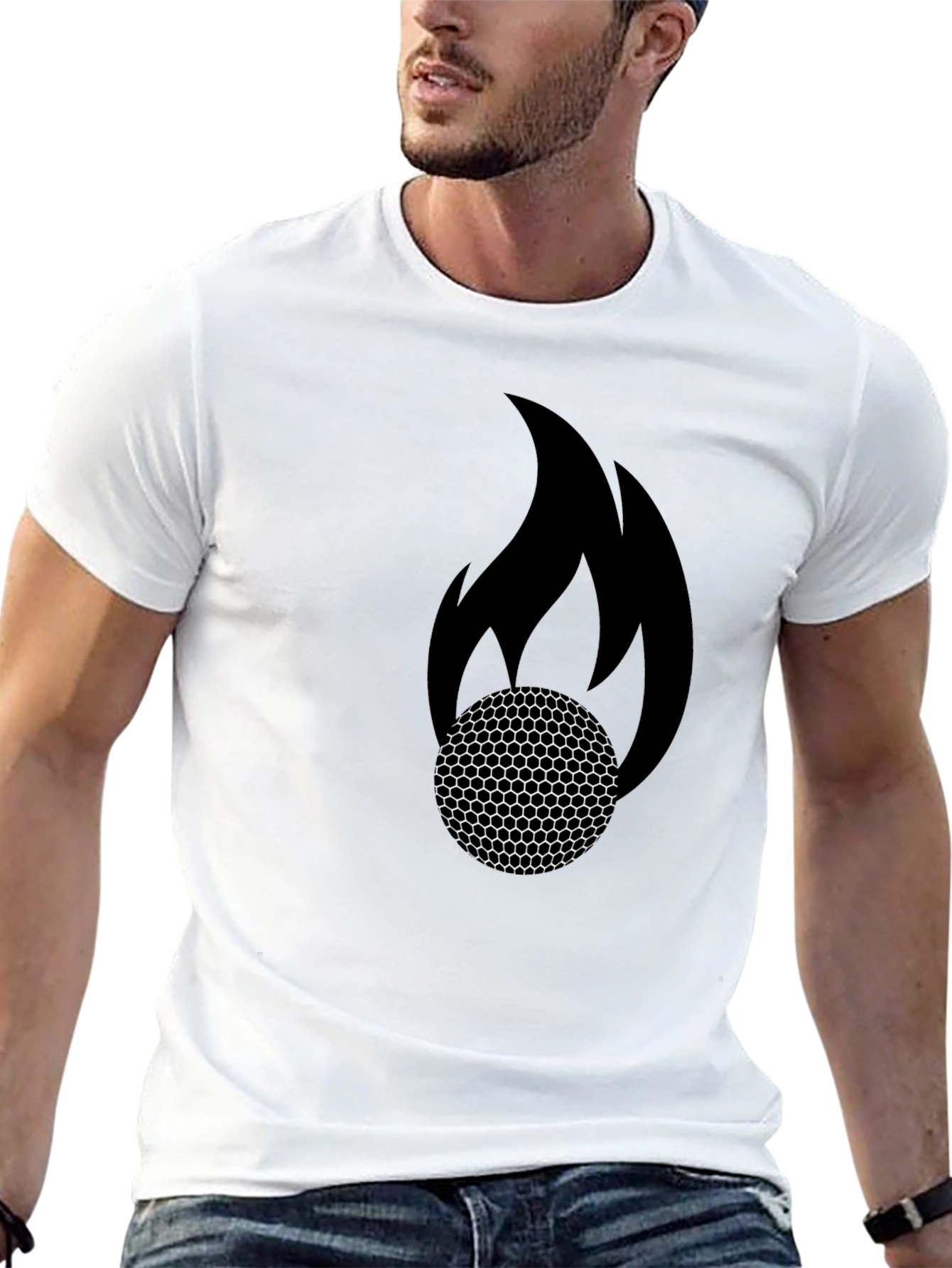 Flaming Golf Ball Graphic Tee - Black