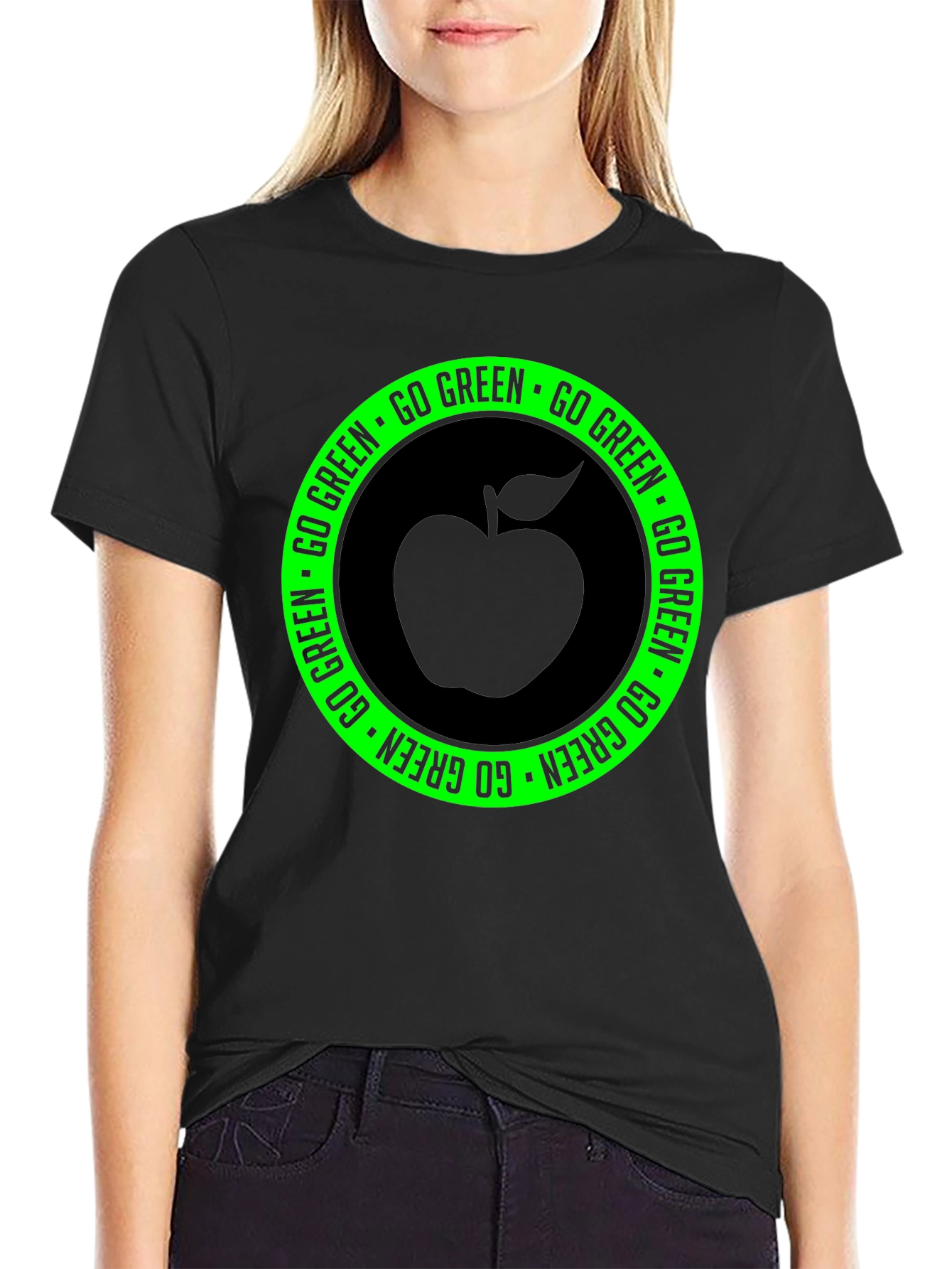 Go Green Apple Graphic T-Shirt