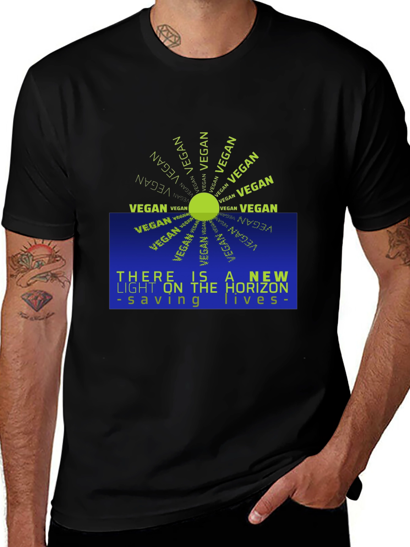 Vegan Horizon T-Shirt: New Light Saving Lives