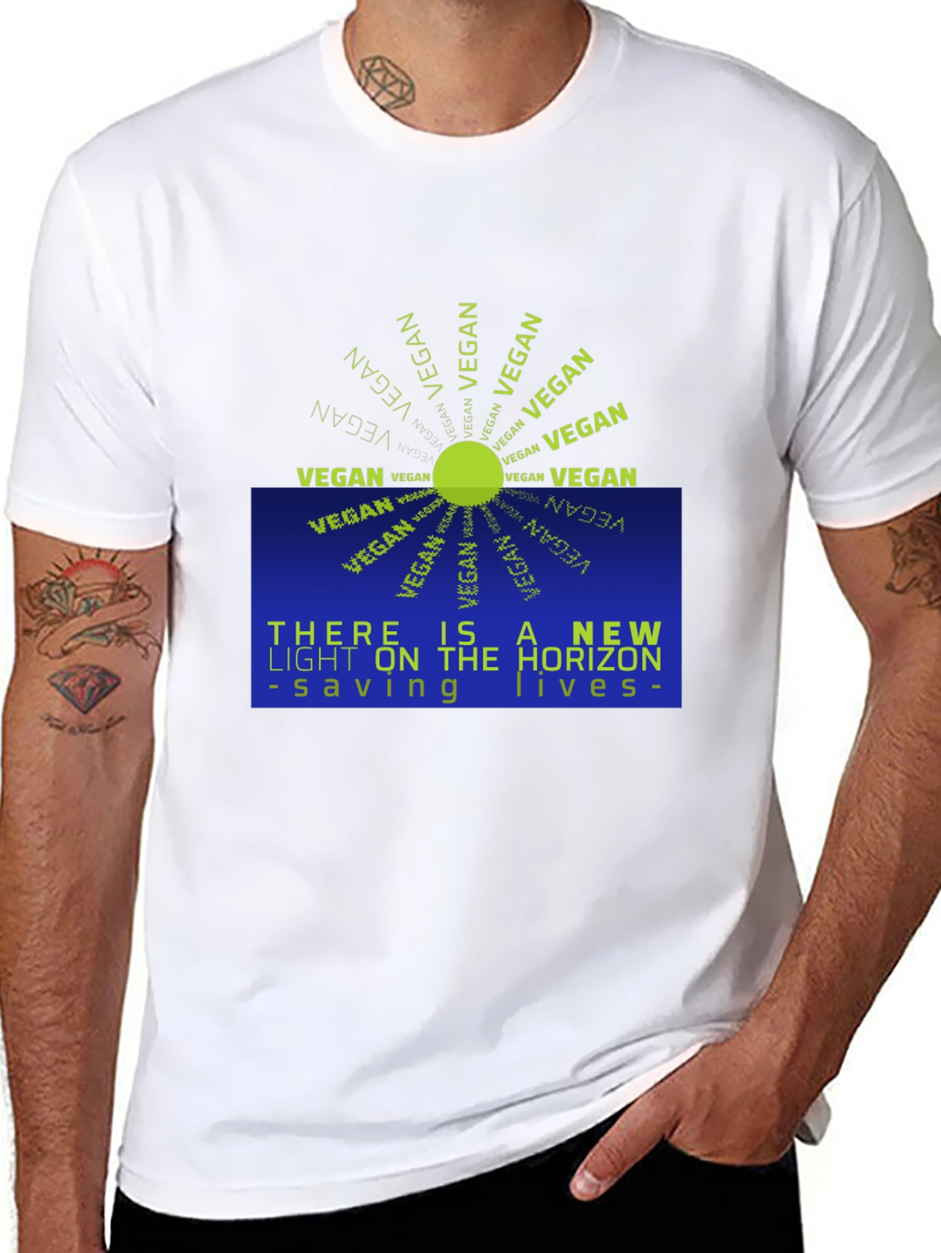 Vegan Horizon T-Shirt: New Light Saving Lives