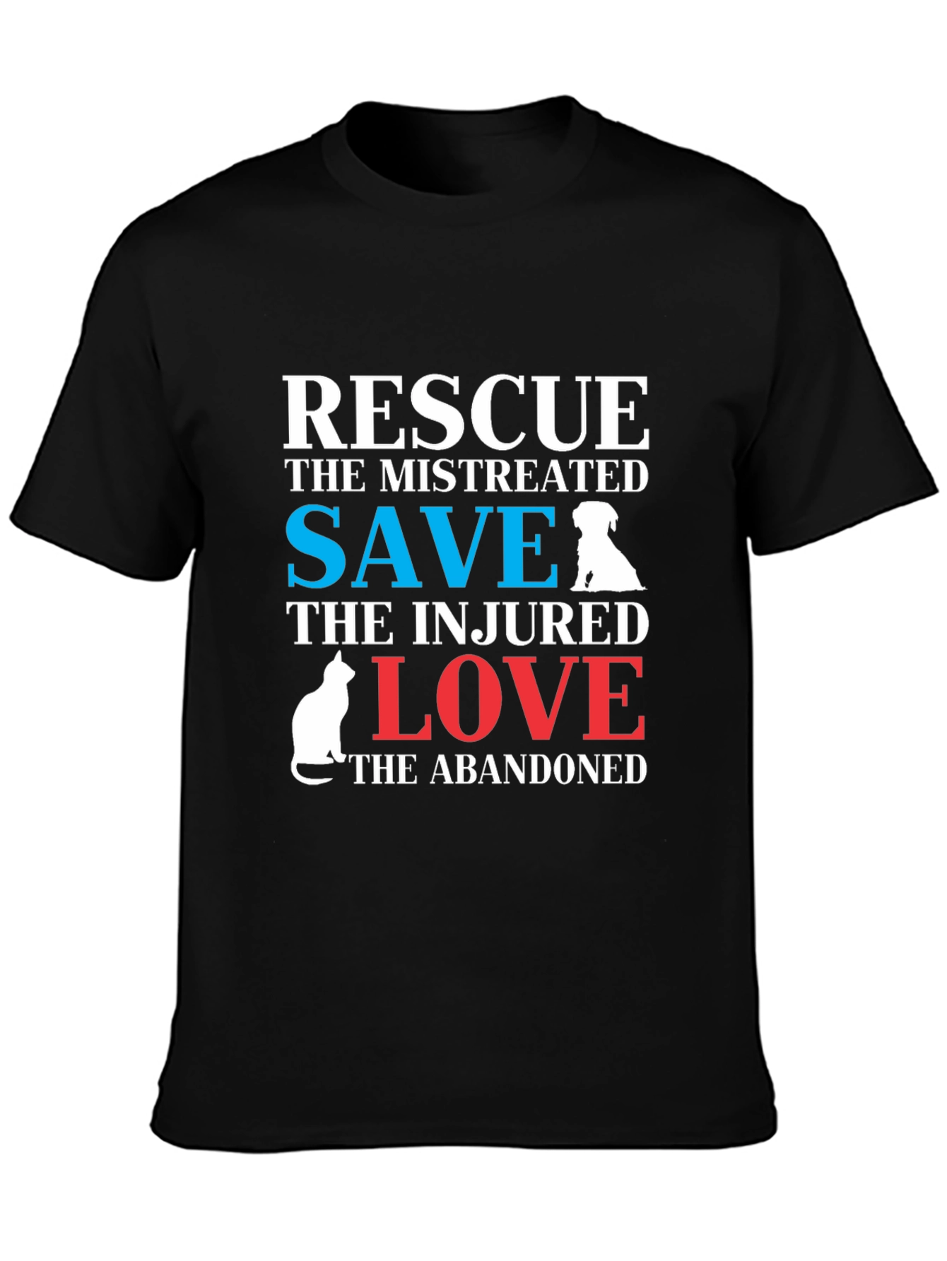 Rescue Dog & Cat T-Shirt: Save Love Abandoned Animals