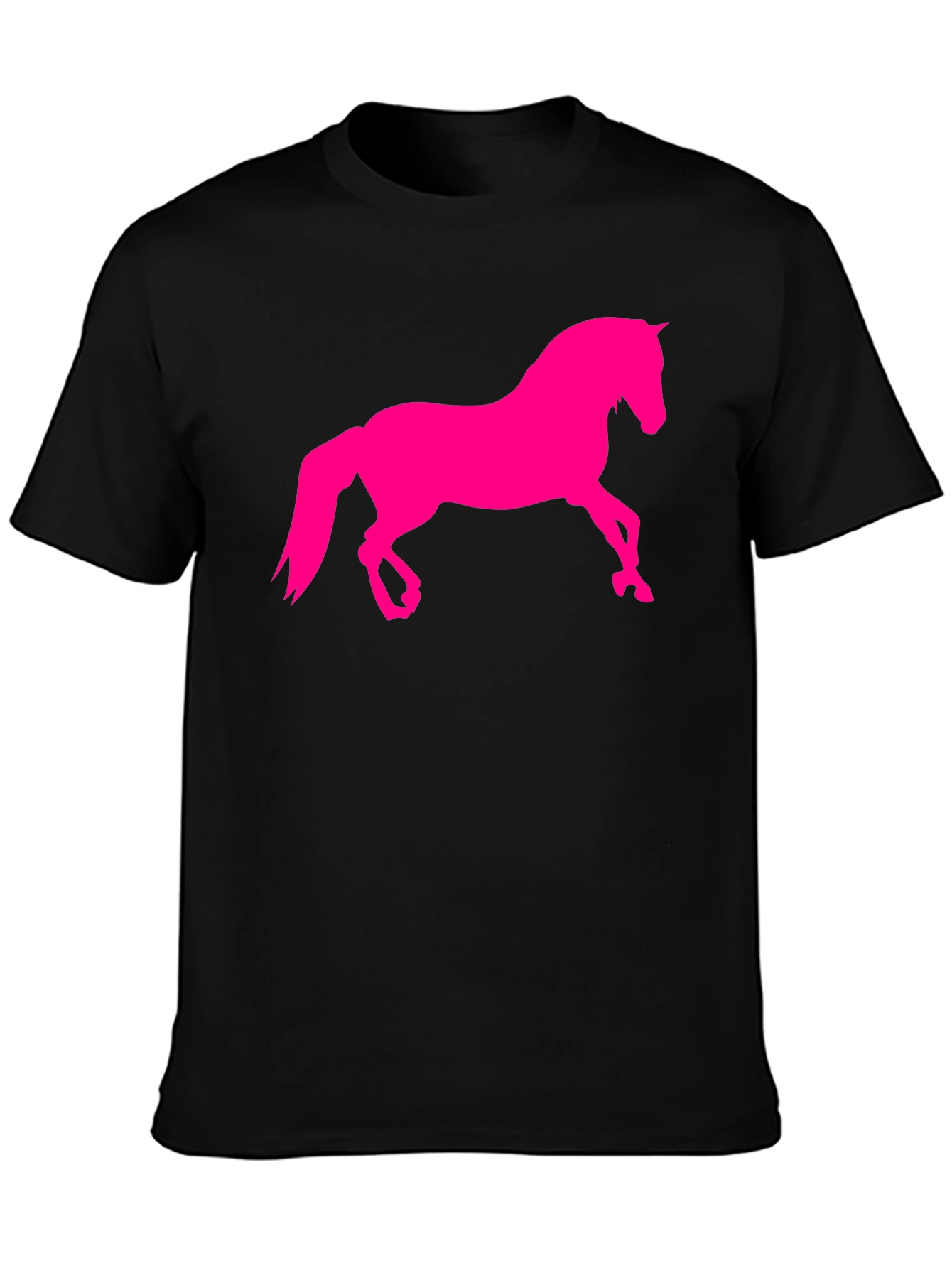 Black T-Shirt with Hot Pink Horse Graphic