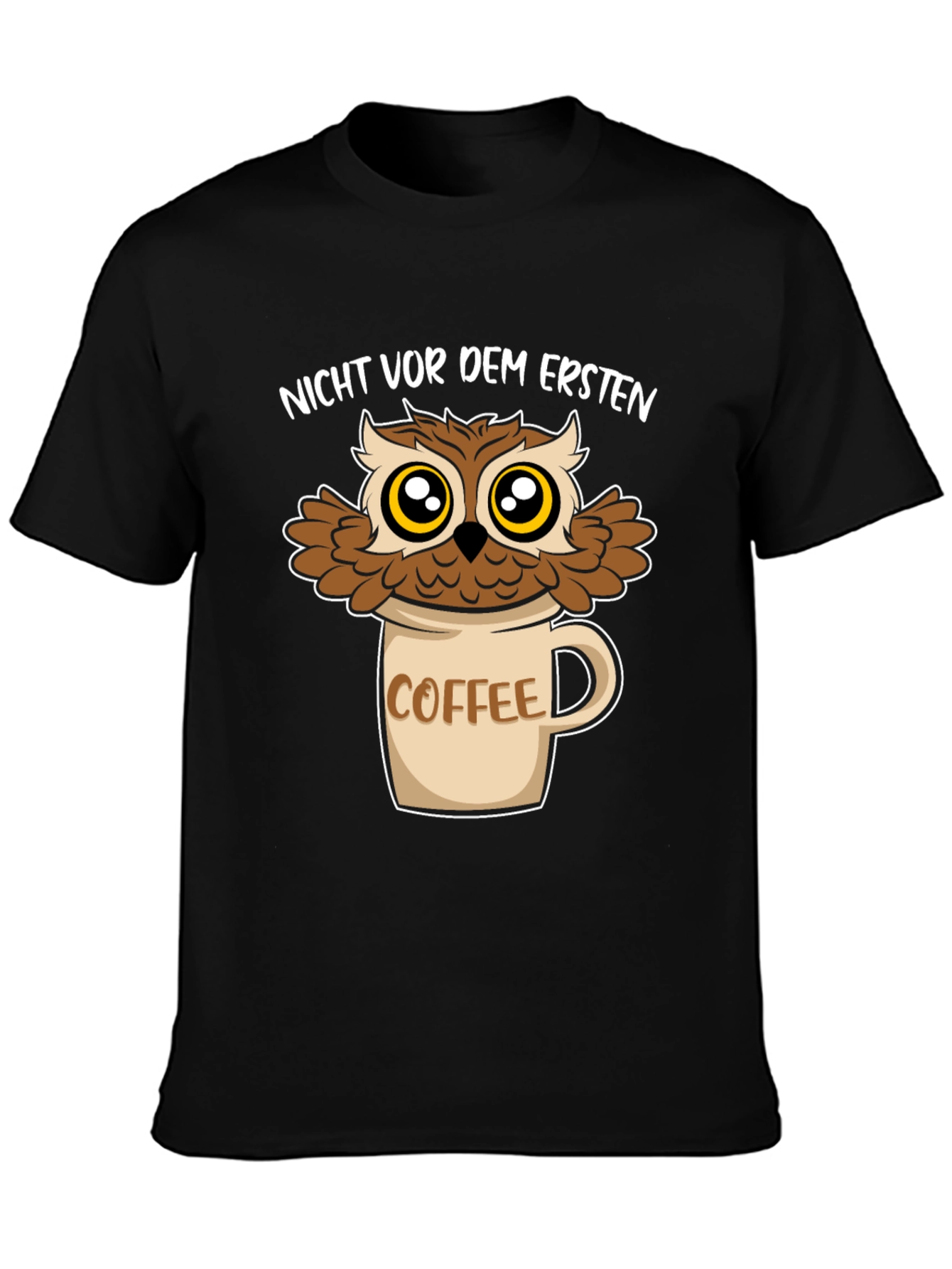 Owl Coffee Mug T-Shirt - Funny Graphic Tee