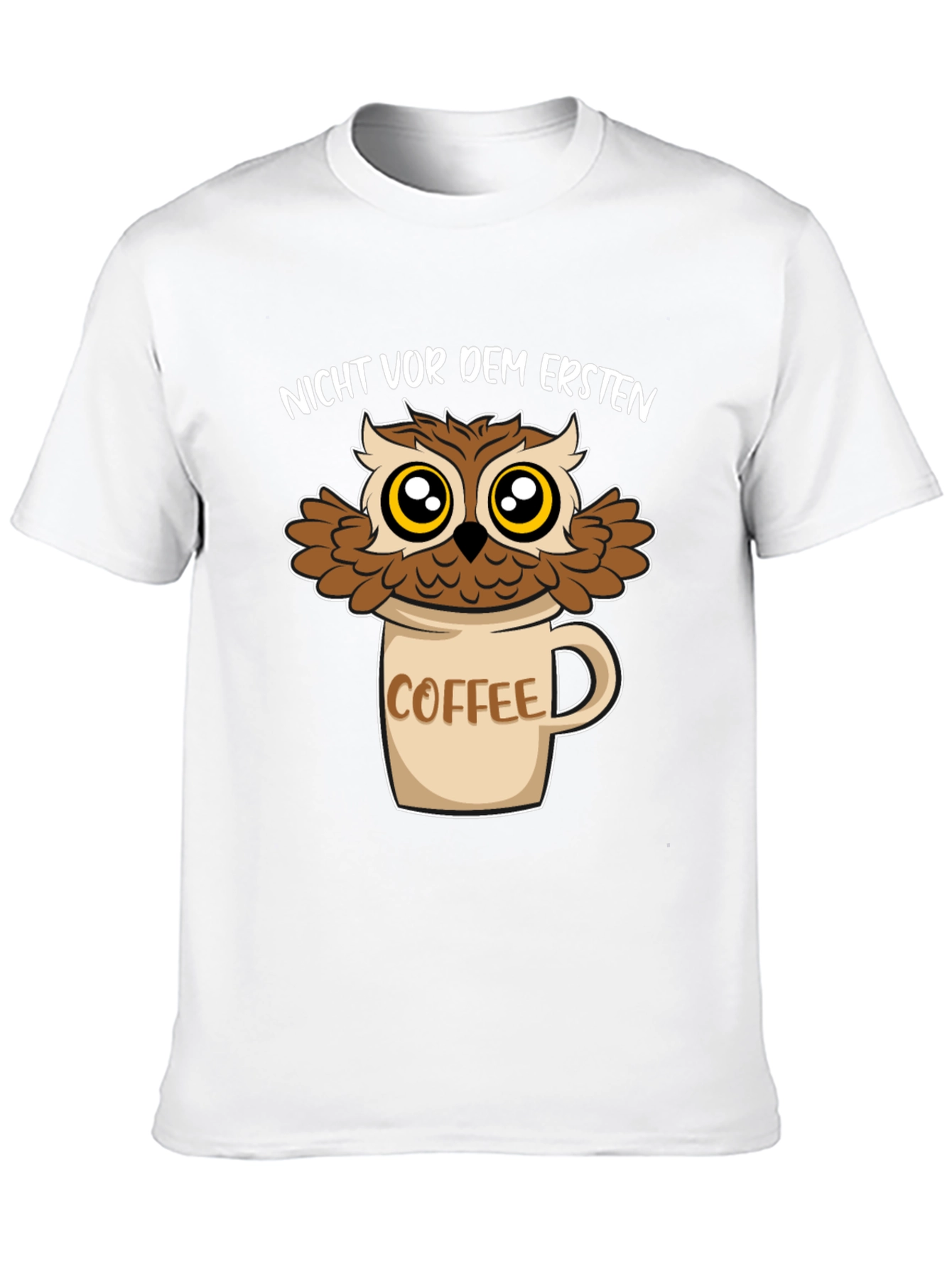 Owl Coffee Mug T-Shirt - Funny Graphic Tee