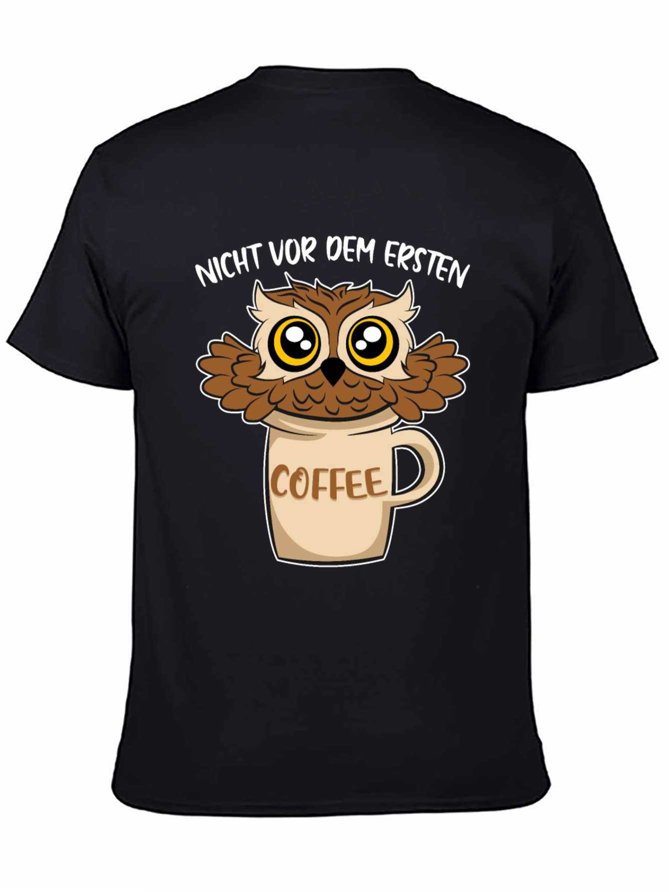 Owl Coffee Mug T-Shirt - Funny Graphic Tee