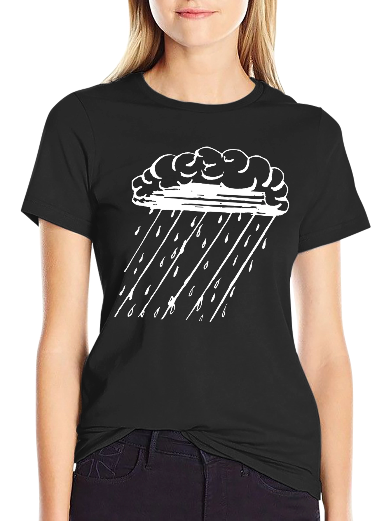 Cloudy Rain Tee - Stylish Weather Graphic T-Shirt