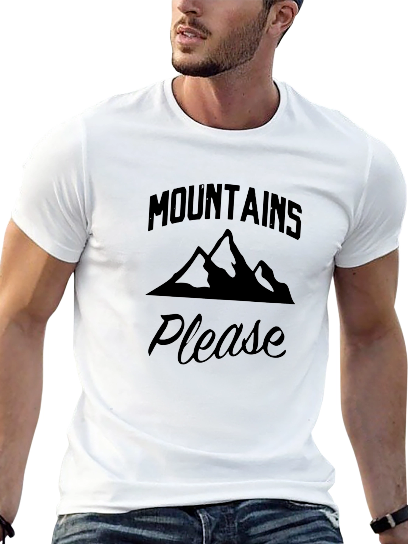 Mountains Please Black Graphic Tee Shirt