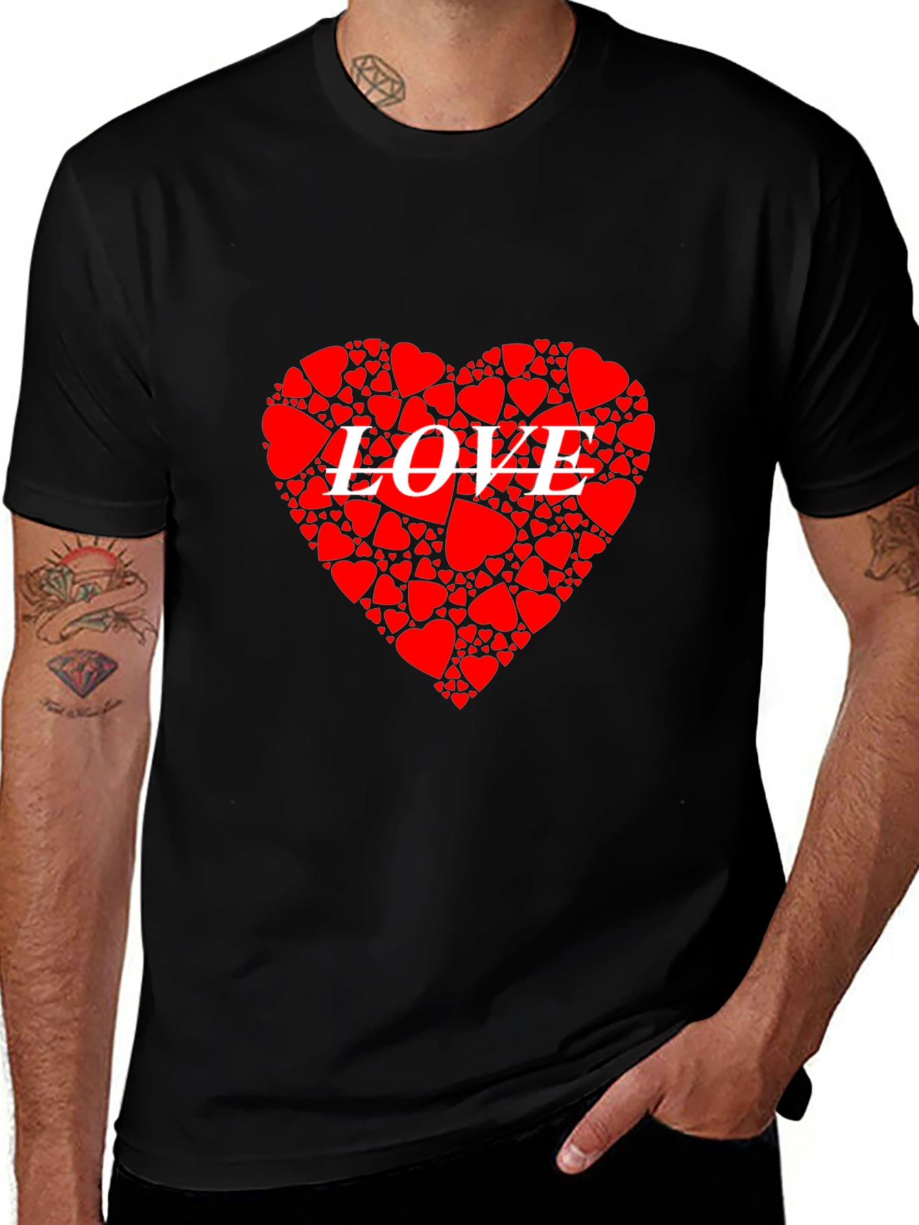 Heart LOVE Graphic Black T-Shirt