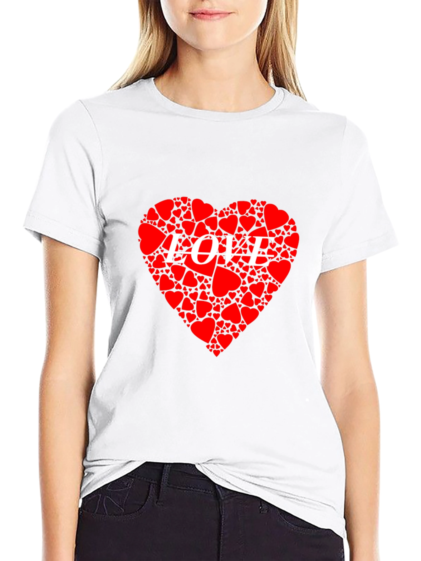 Heart LOVE Graphic Black T-Shirt