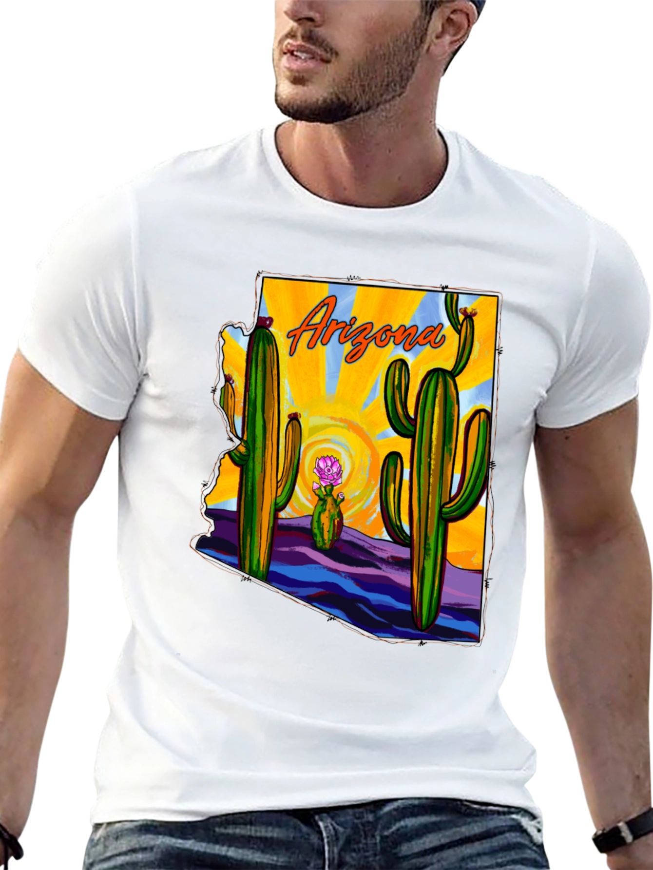 Arizona Cactus State Graphic T-Shirt