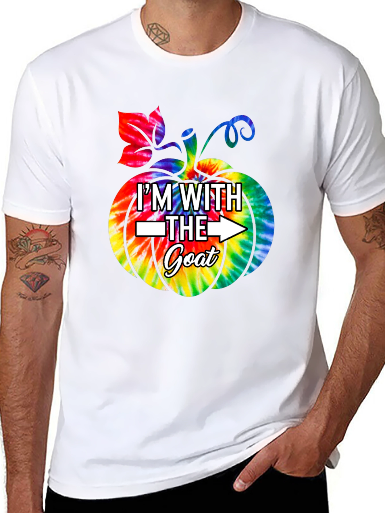 Im With The Goat T-Shirt Tie Dye Pumpkin Graphic