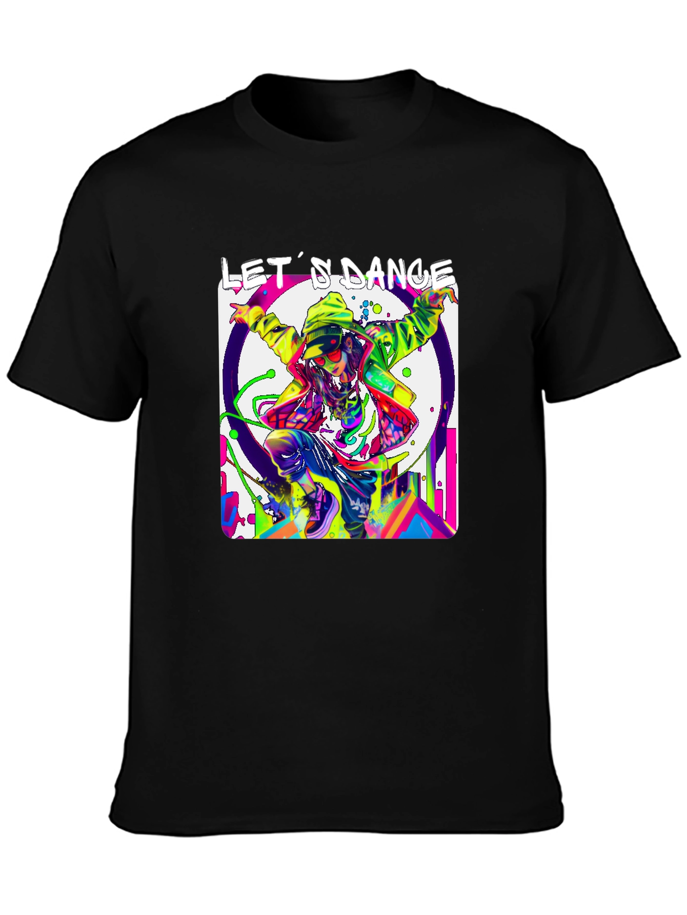 Lets Dance Graphic T-Shirt - Black Vibrant Design