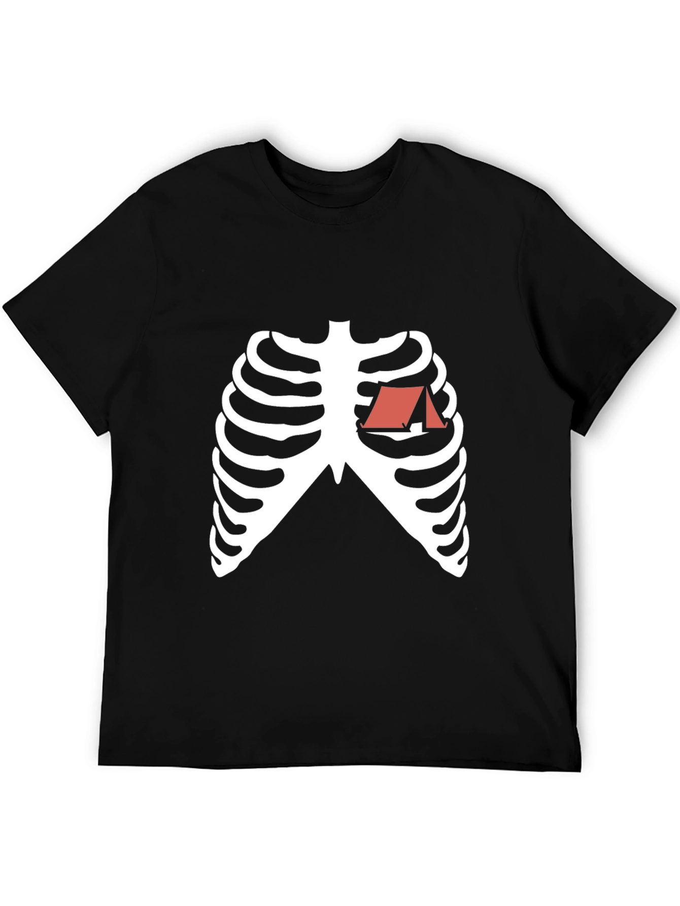 Camping Heart Skeleton Graphic Tee - Black