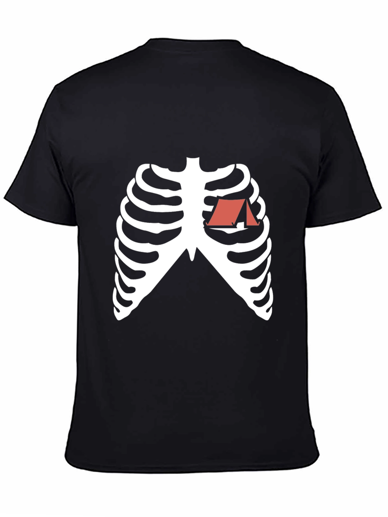 Camping Heart Skeleton Graphic Tee - Black