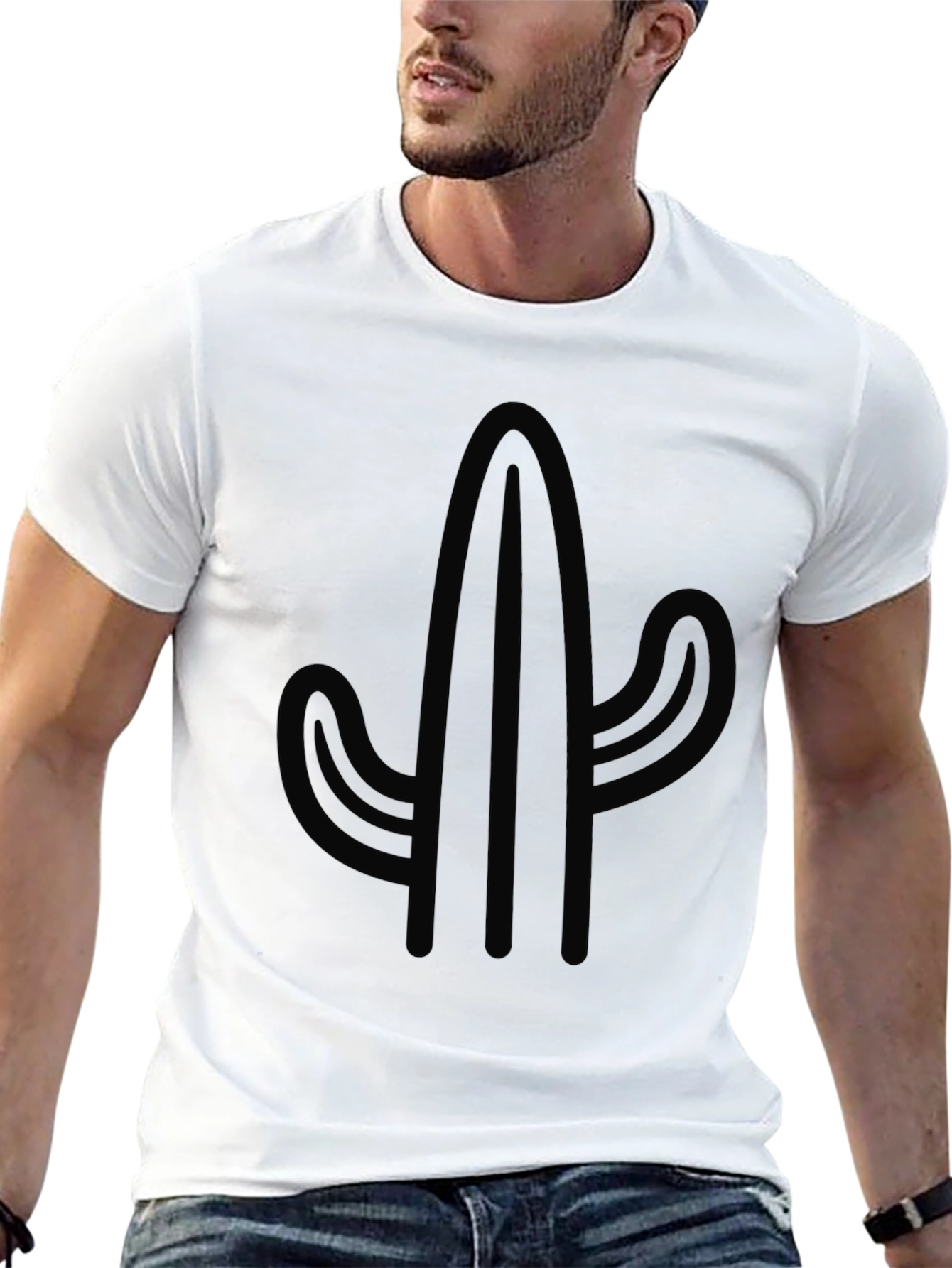 Black Cactus Graphic Tee - Modern Desert Style
