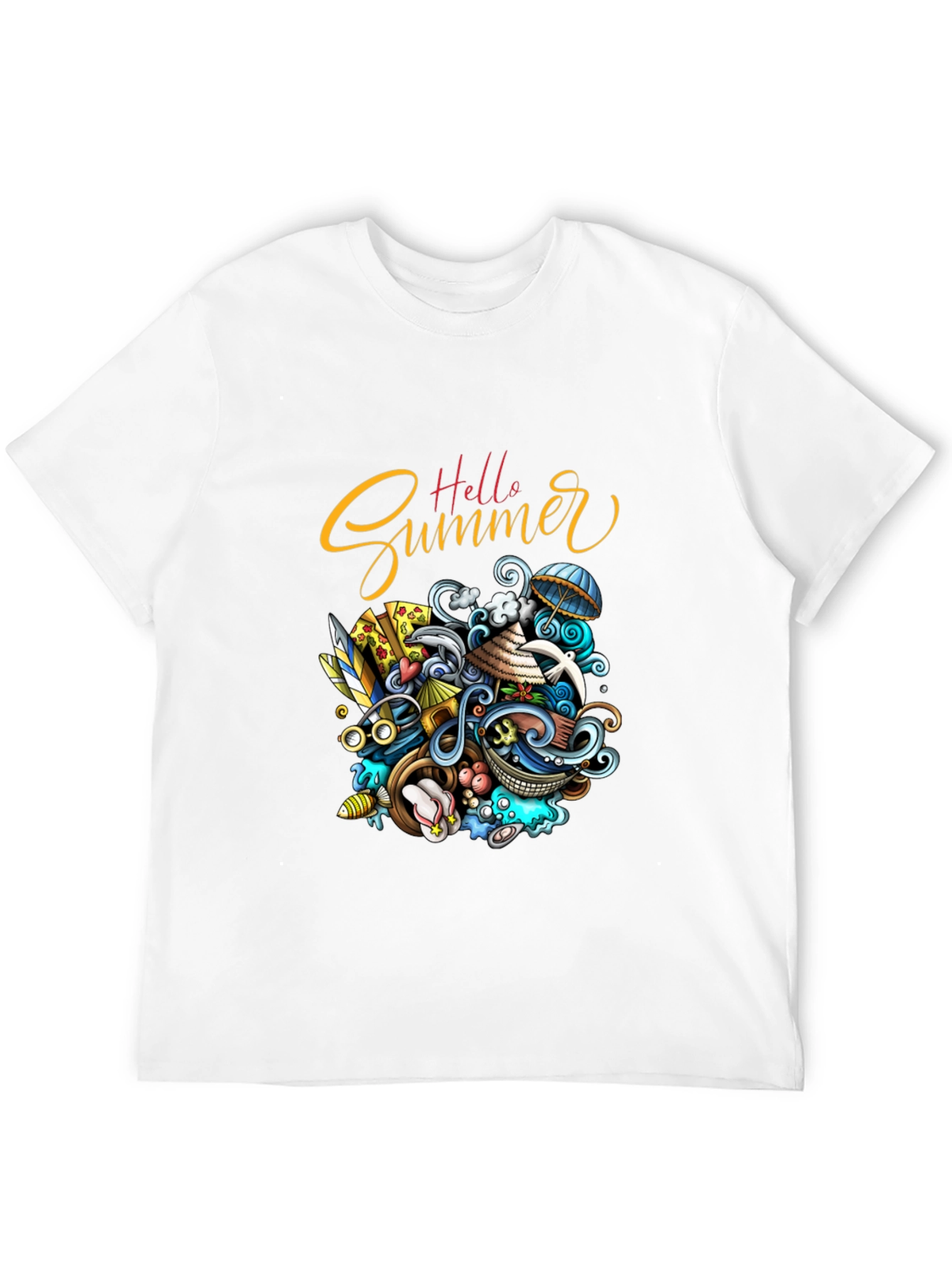 Hello Summer Black Graphic T-Shirt