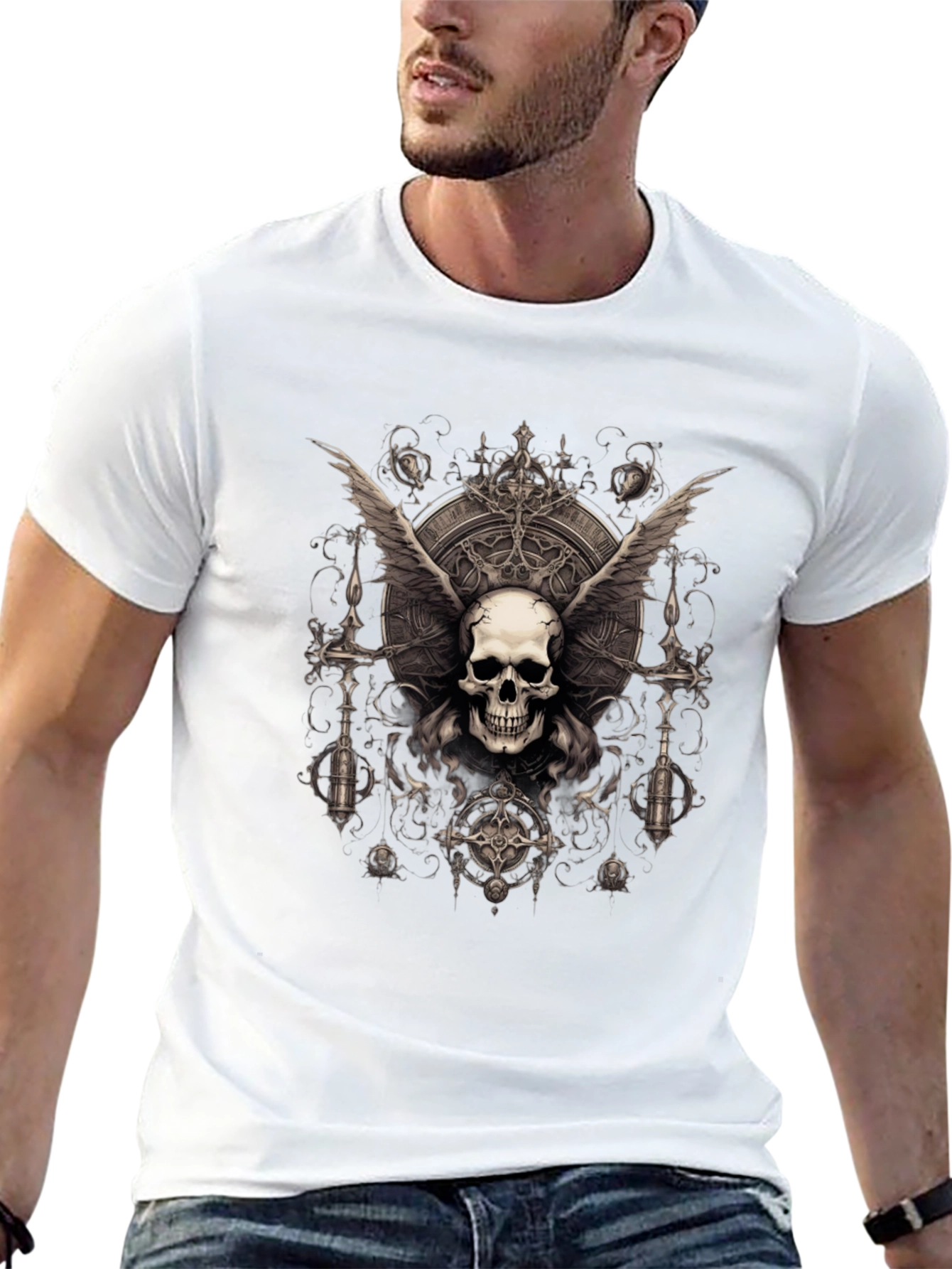 Gothic Skull Wings T-Shirt - Dark Style Tee