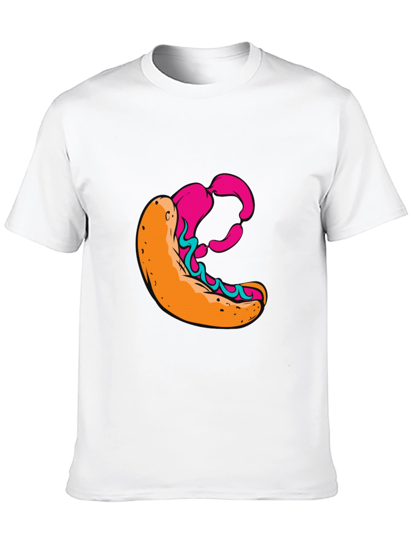 Graphic T-Shirt with Hot Dog Design - Casual Wear