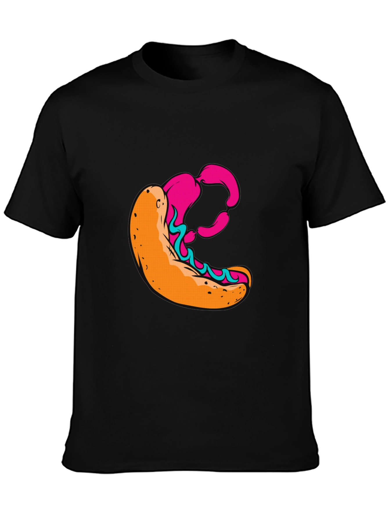 Graphic T-Shirt with Hot Dog Design - Casual Wear