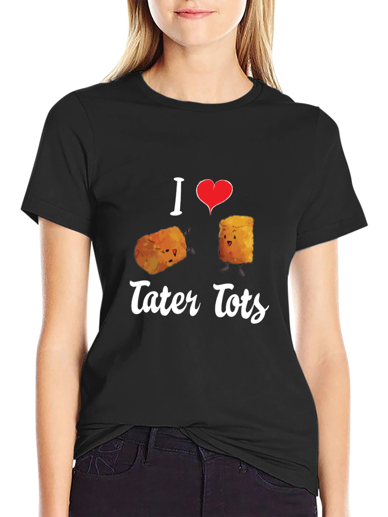 I Heart Tater Tots Graphic Tee - Black