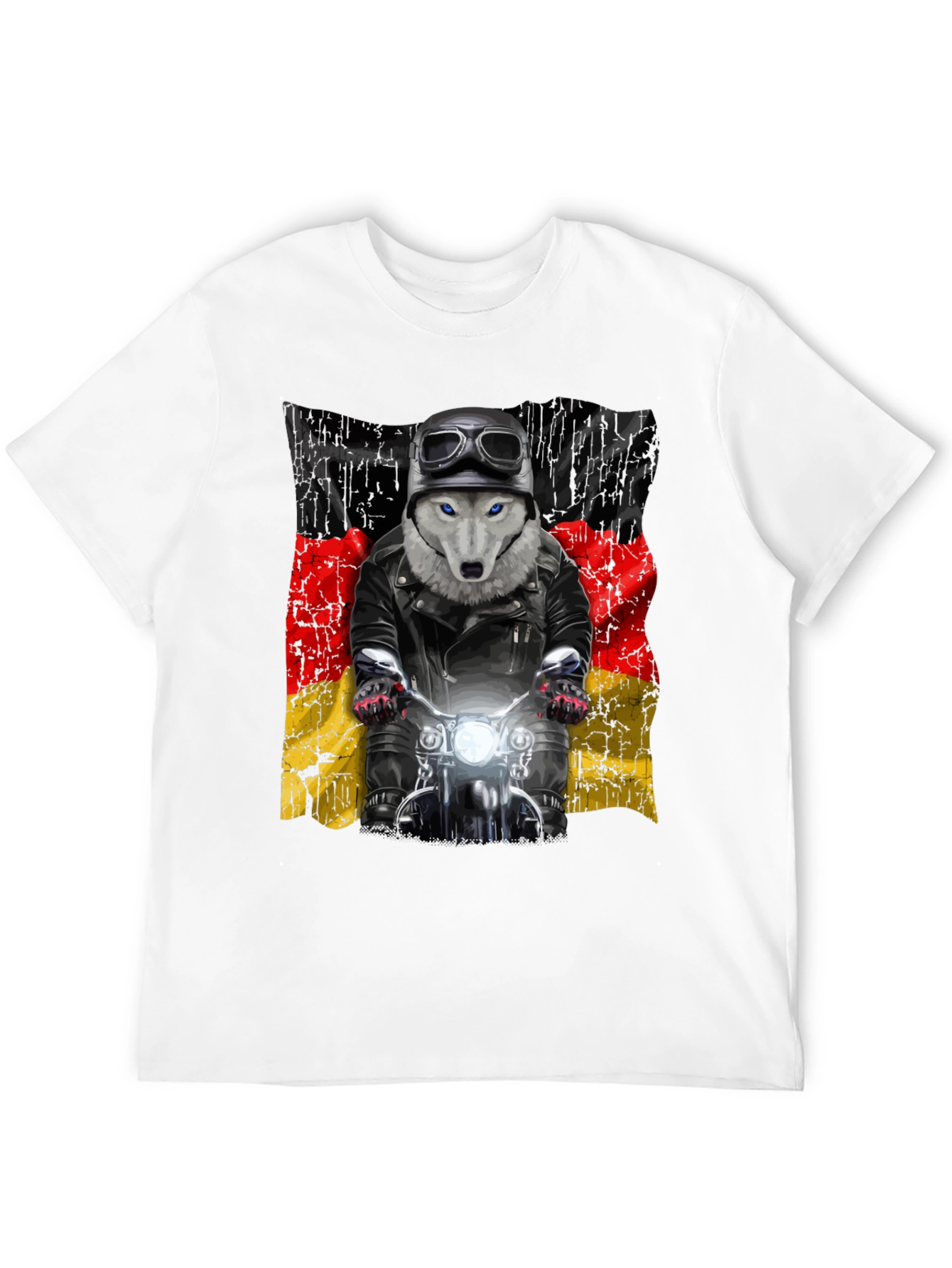 Wolf Biker Germany Flag Graphic T-Shirt