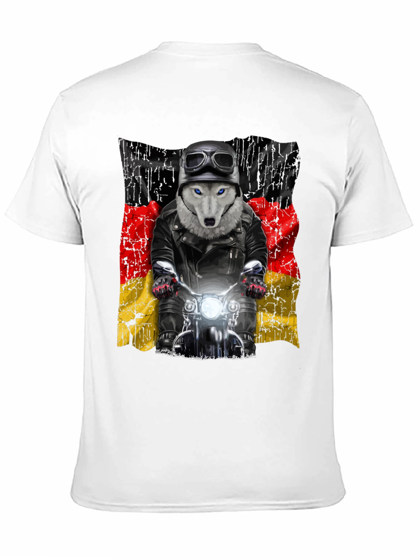 Wolf Biker Germany Flag Graphic T-Shirt