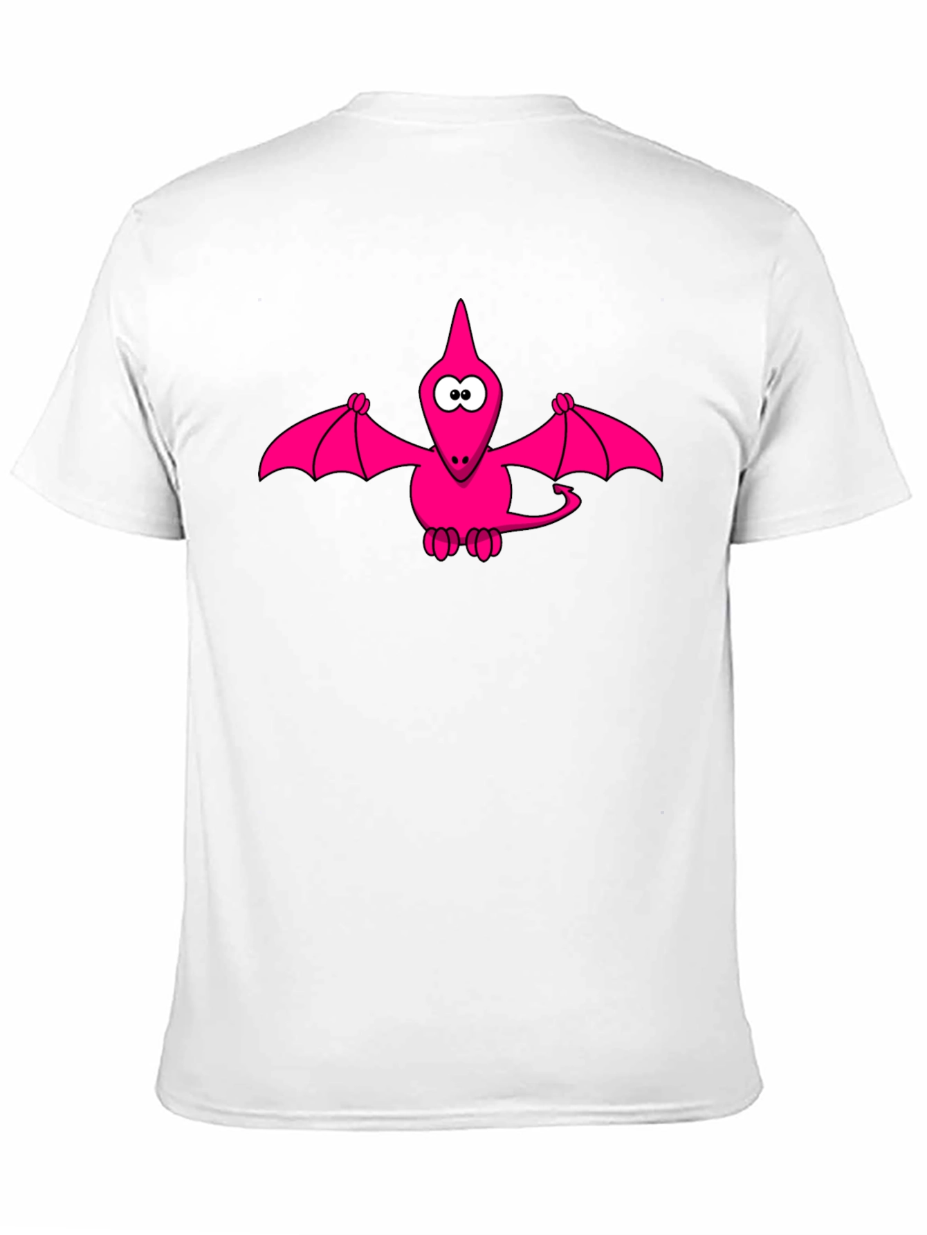 Pink Cartoon Pterodactyl Black T-Shirt
