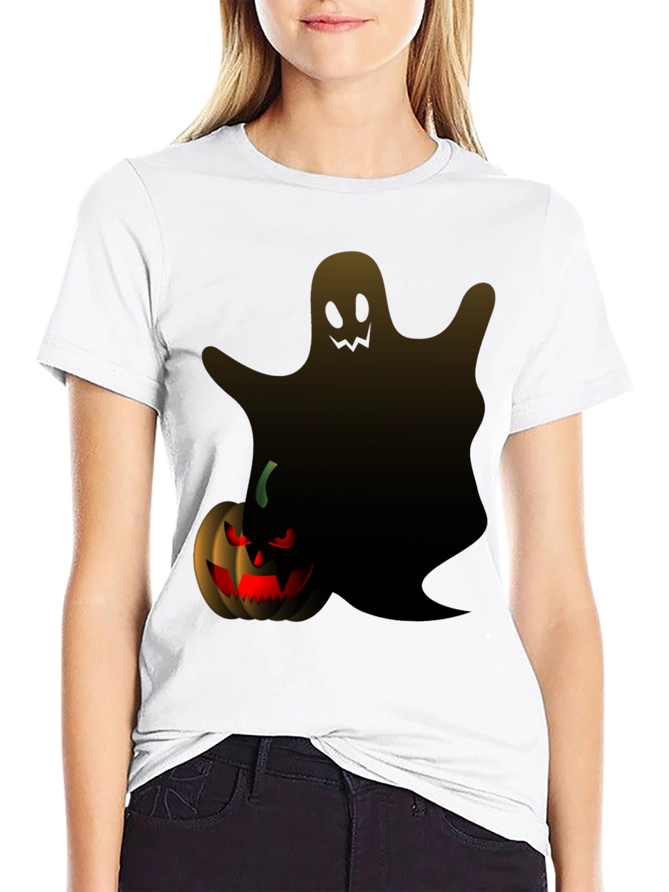 Halloween Ghost & Pumpkin Graphic Tee