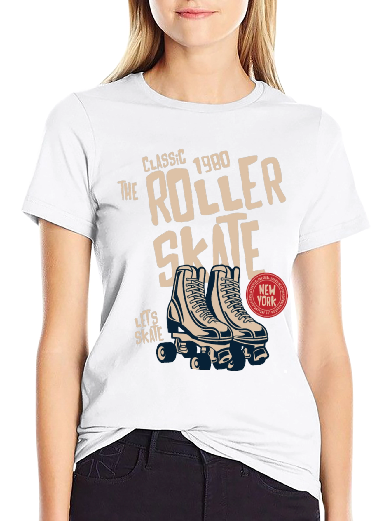 Retro Roller Skate Graphic Tee - Classic 1980s Design