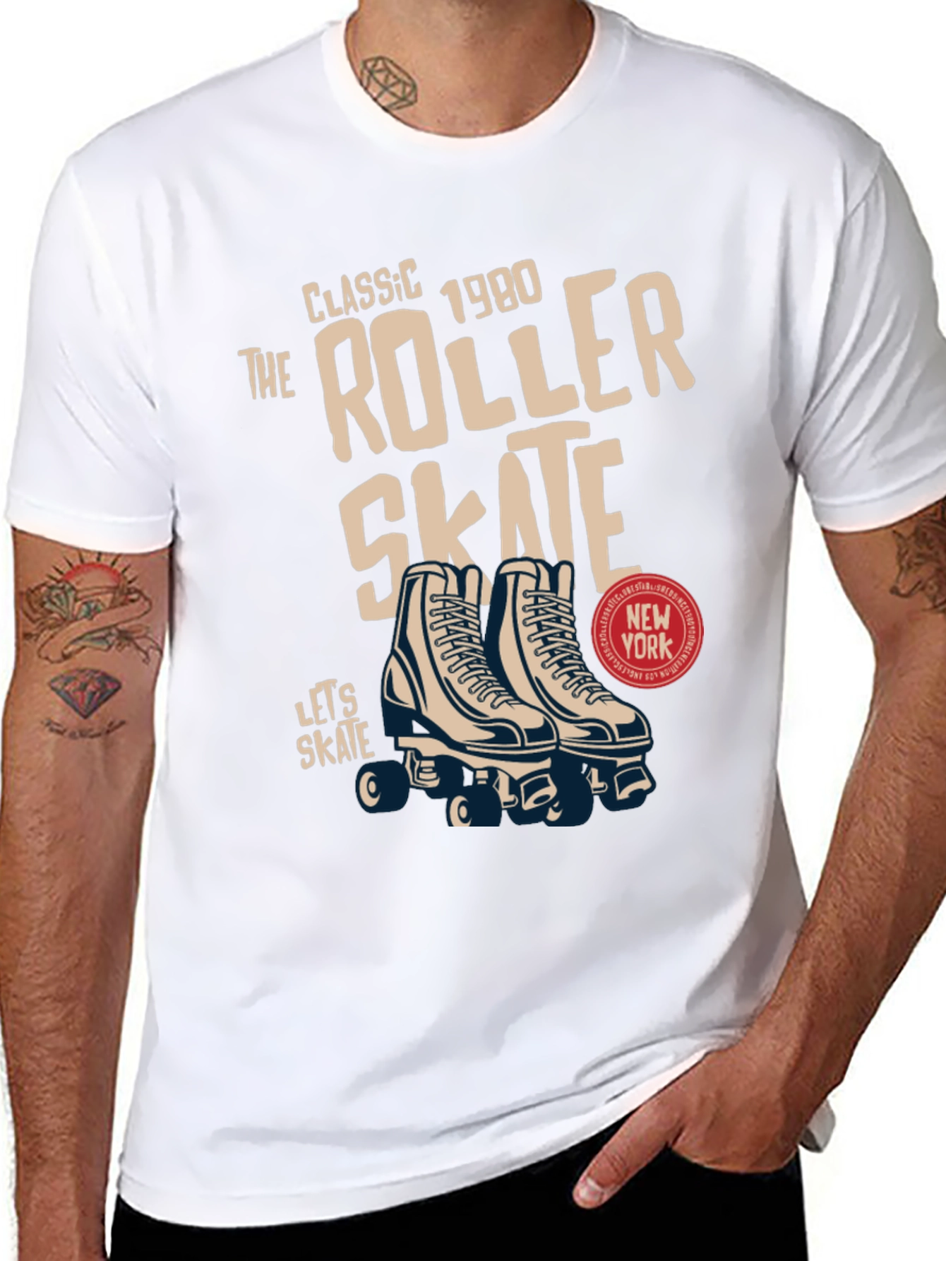 Retro Roller Skate Graphic Tee - Classic 1980s Design